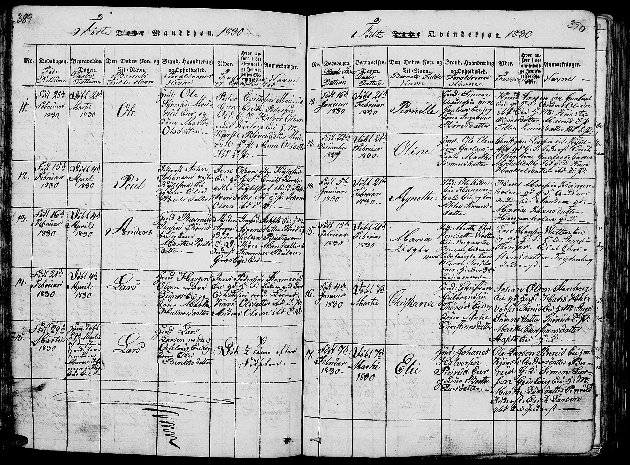 Vang prestekontor, Hedmark, AV/SAH-PREST-008/H/Ha/Hab/L0005: Parish register (copy) no. 5, 1815-1836, p. 389-390