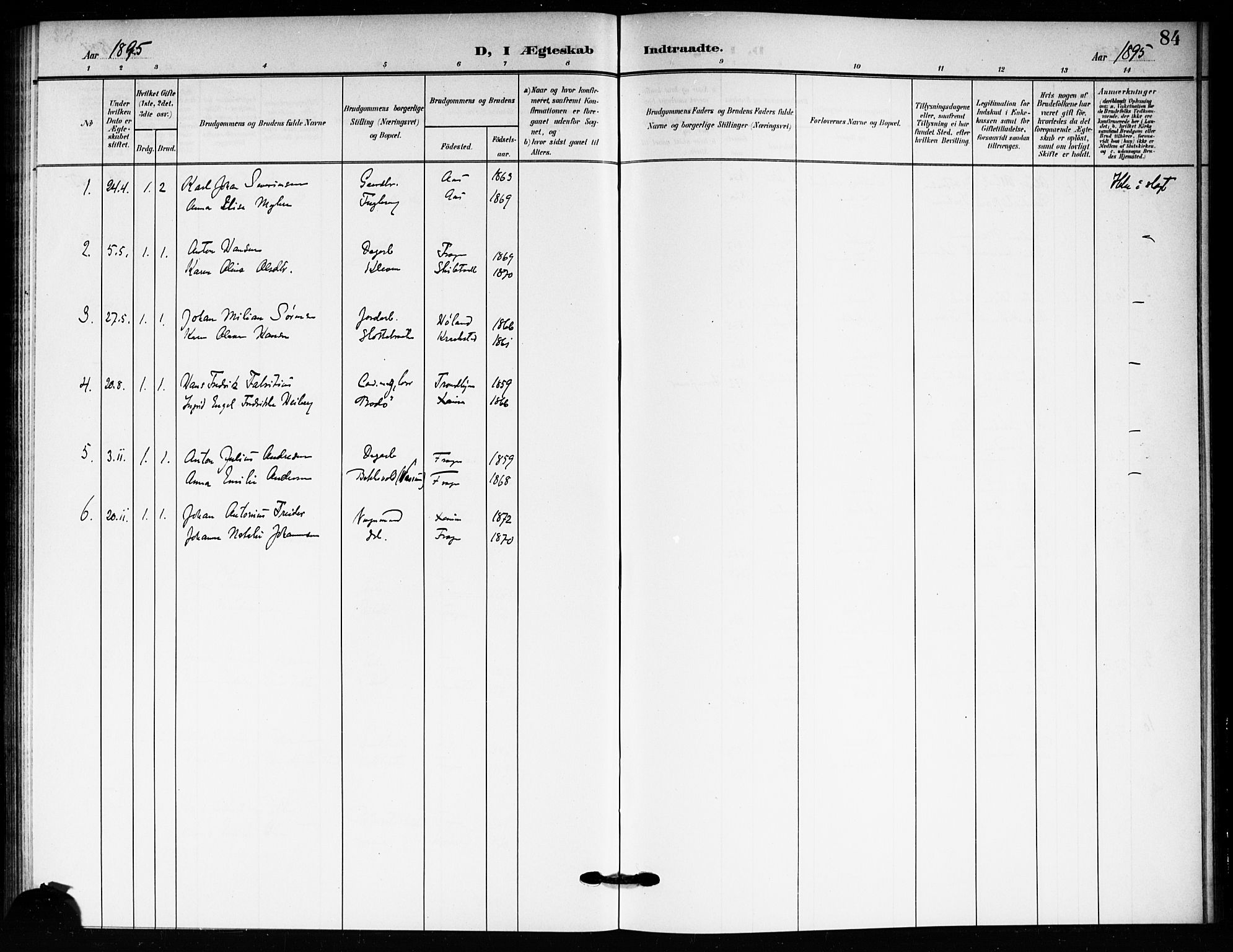 Drøbak prestekontor Kirkebøker, AV/SAO-A-10142a/F/Fc/L0001: Parish register (official) no. III 1, 1871-1900, p. 84