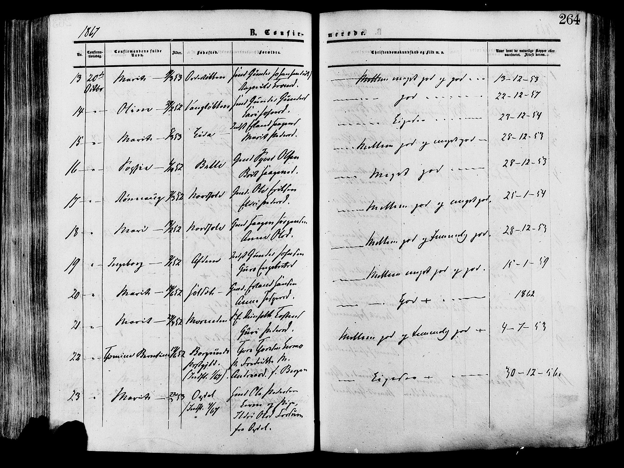 Lesja prestekontor, SAH/PREST-068/H/Ha/Haa/L0008: Parish register (official) no. 8, 1854-1880, p. 264