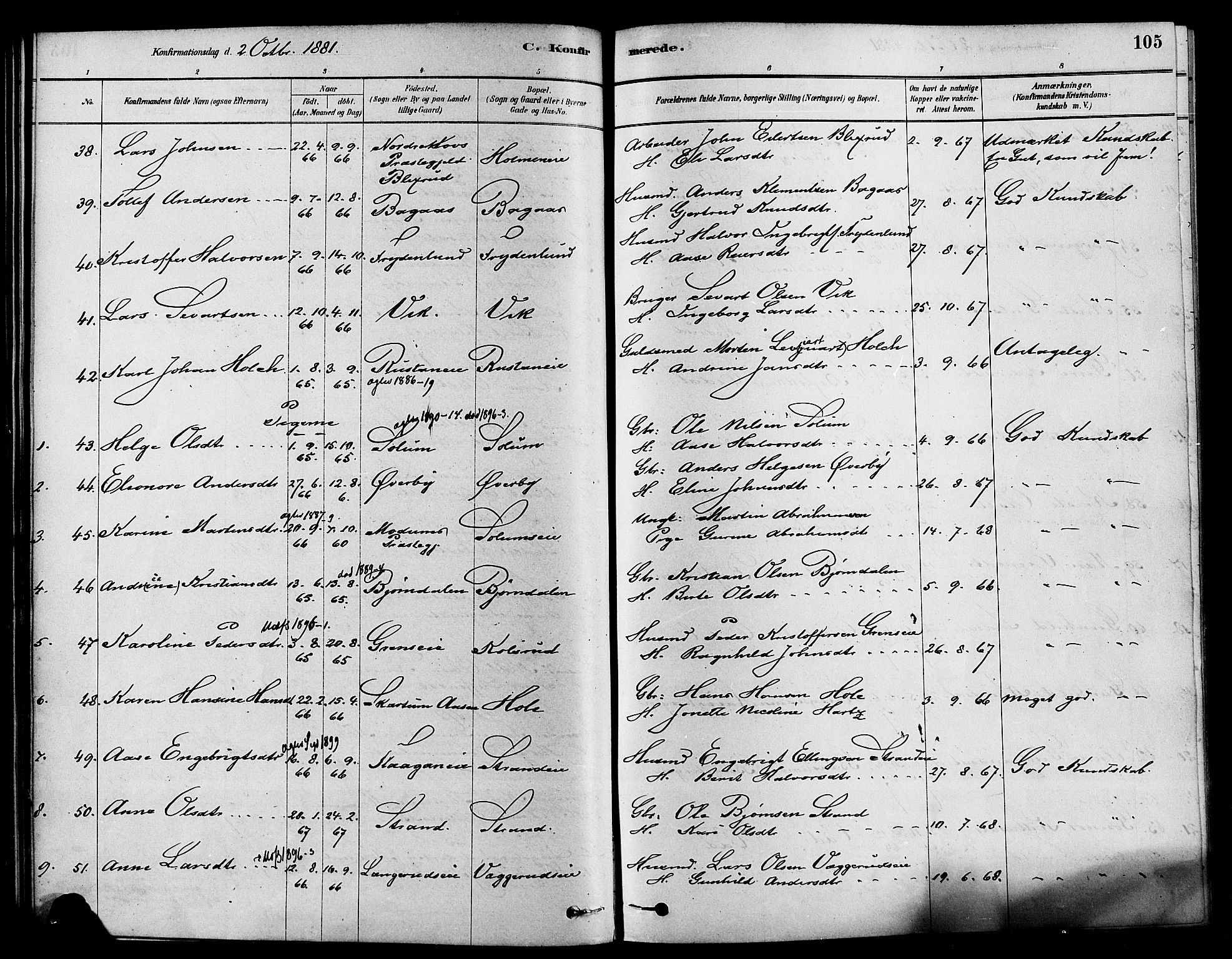 Sigdal kirkebøker, AV/SAKO-A-245/F/Fa/L0011: Parish register (official) no. I 11, 1879-1887, p. 105