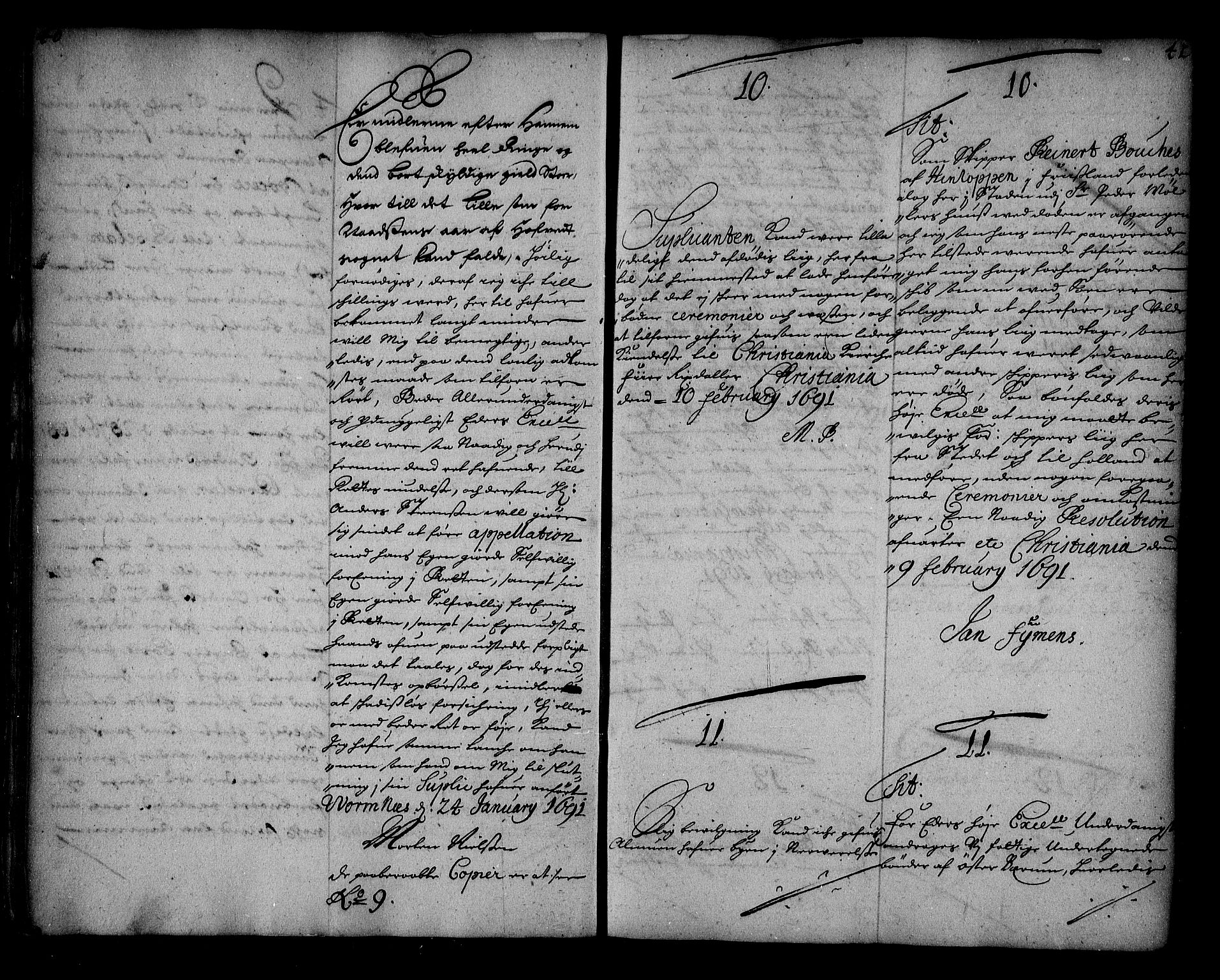 Stattholderembetet 1572-1771, AV/RA-EA-2870/Ae/L0008: Supplikasjons- og resolusjonsprotokoll, 1691, p. 40-41