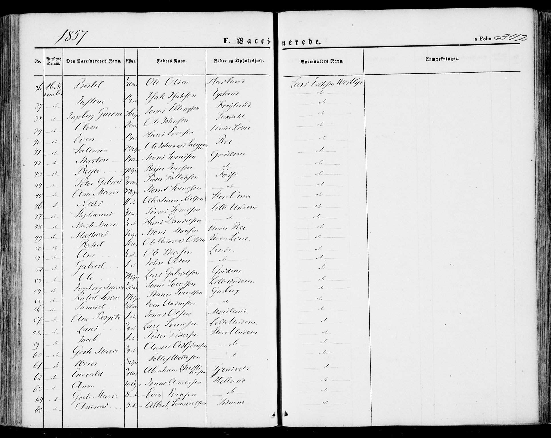 Lye sokneprestkontor, AV/SAST-A-101794/001/30BA/L0007: Parish register (official) no. A 6, 1856-1871, p. 342