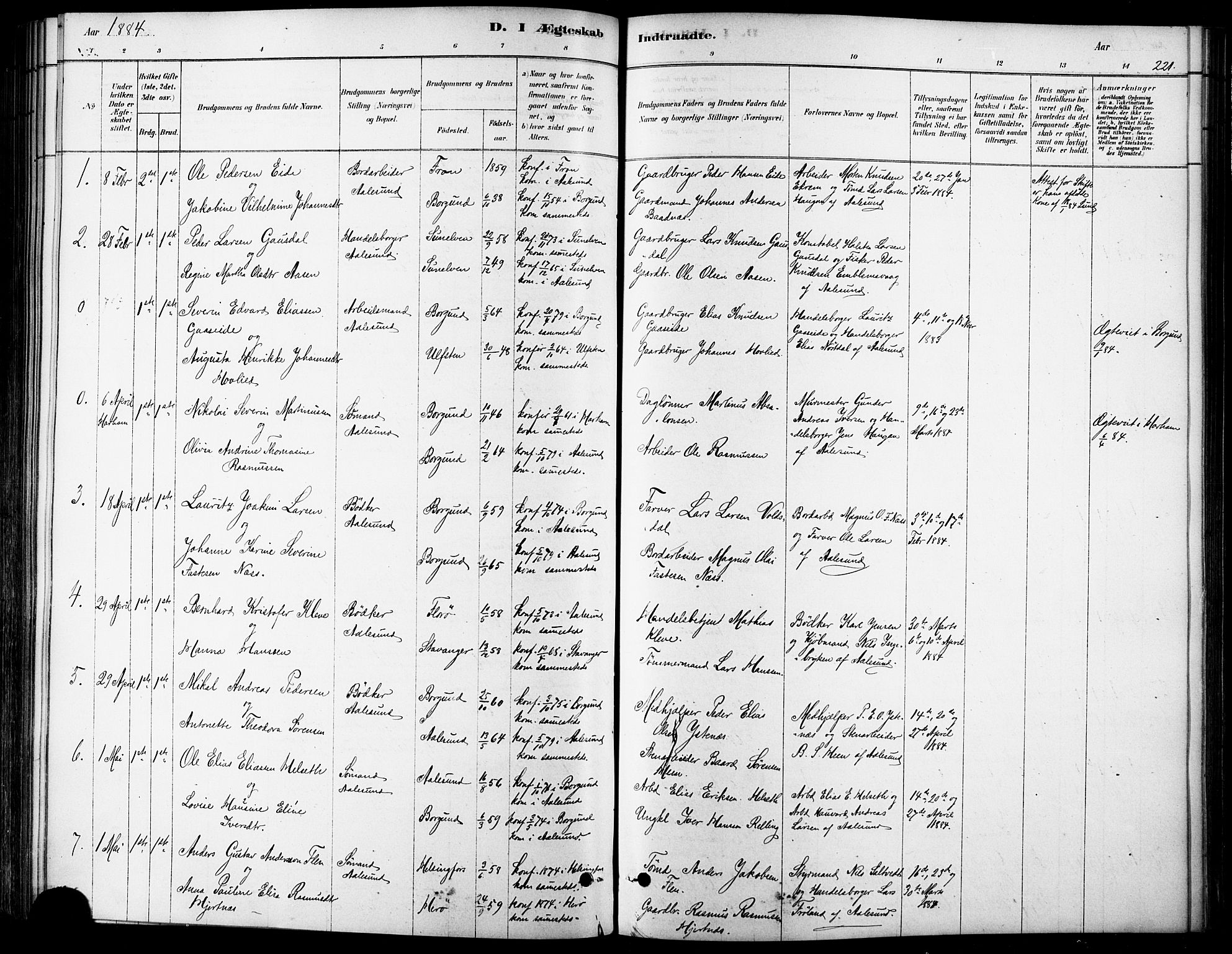 Ministerialprotokoller, klokkerbøker og fødselsregistre - Møre og Romsdal, AV/SAT-A-1454/529/L0454: Parish register (official) no. 529A04, 1878-1885, p. 221