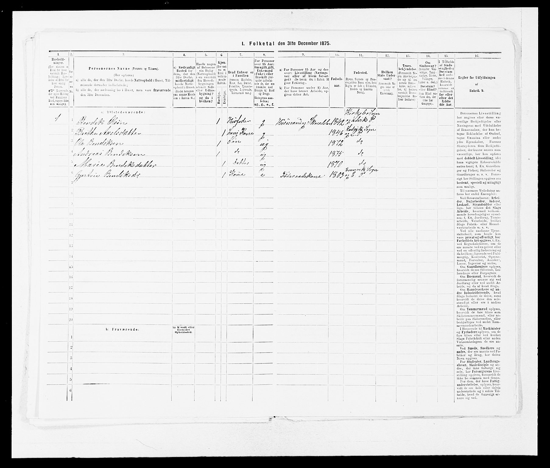 SAB, 1875 census for 1415P Lavik, 1875, p. 271