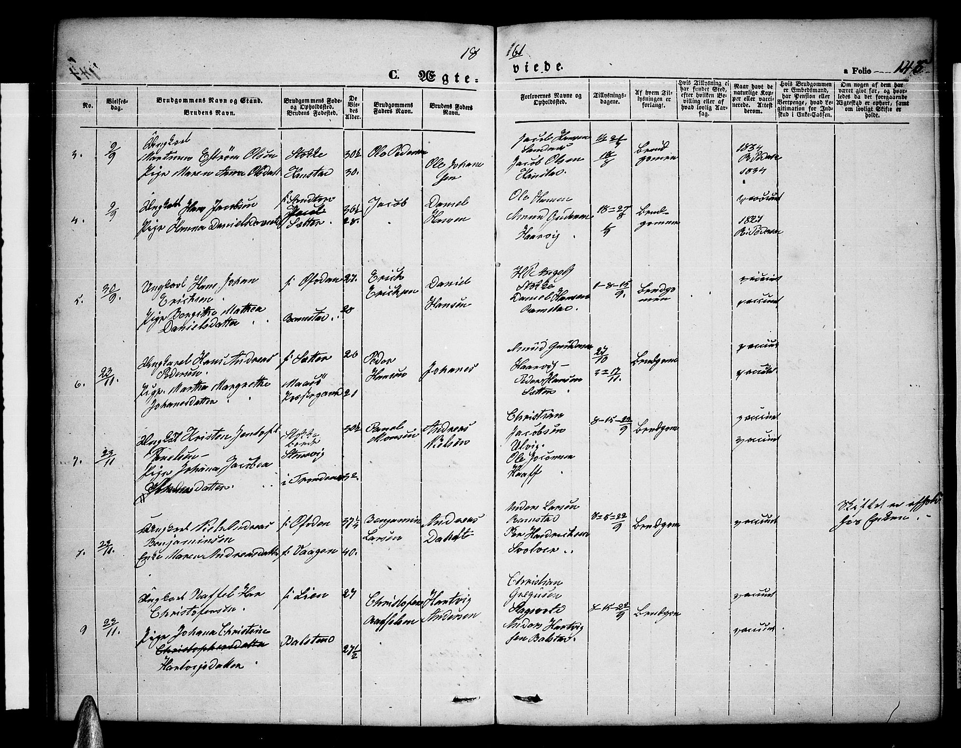 Ministerialprotokoller, klokkerbøker og fødselsregistre - Nordland, AV/SAT-A-1459/865/L0929: Parish register (copy) no. 865C01, 1840-1866, p. 145