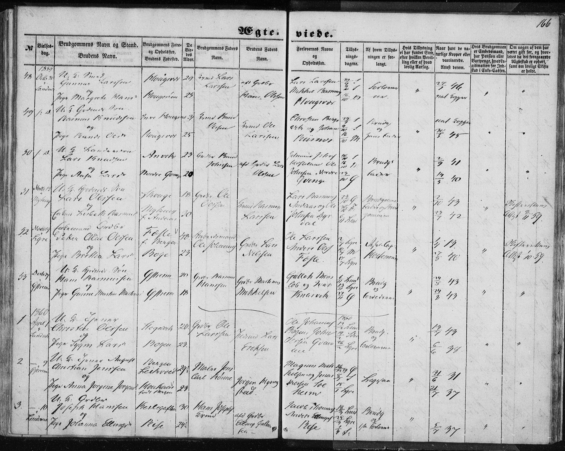 Lindås Sokneprestembete, AV/SAB-A-76701/H/Haa/Haaa/L0013: Parish register (official) no. A 13, 1848-1862, p. 166