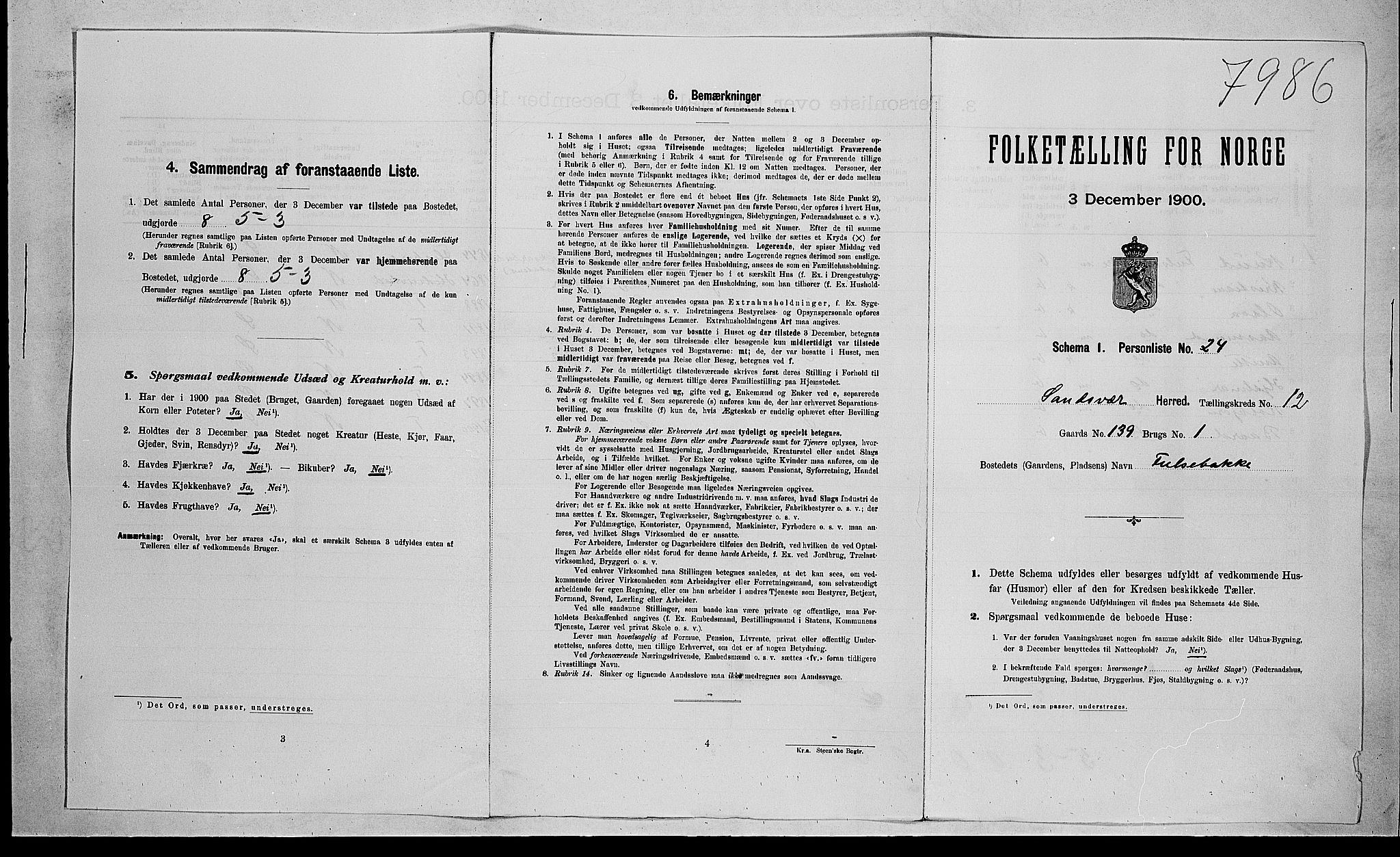 RA, 1900 census for Sandsvær, 1900, p. 1745