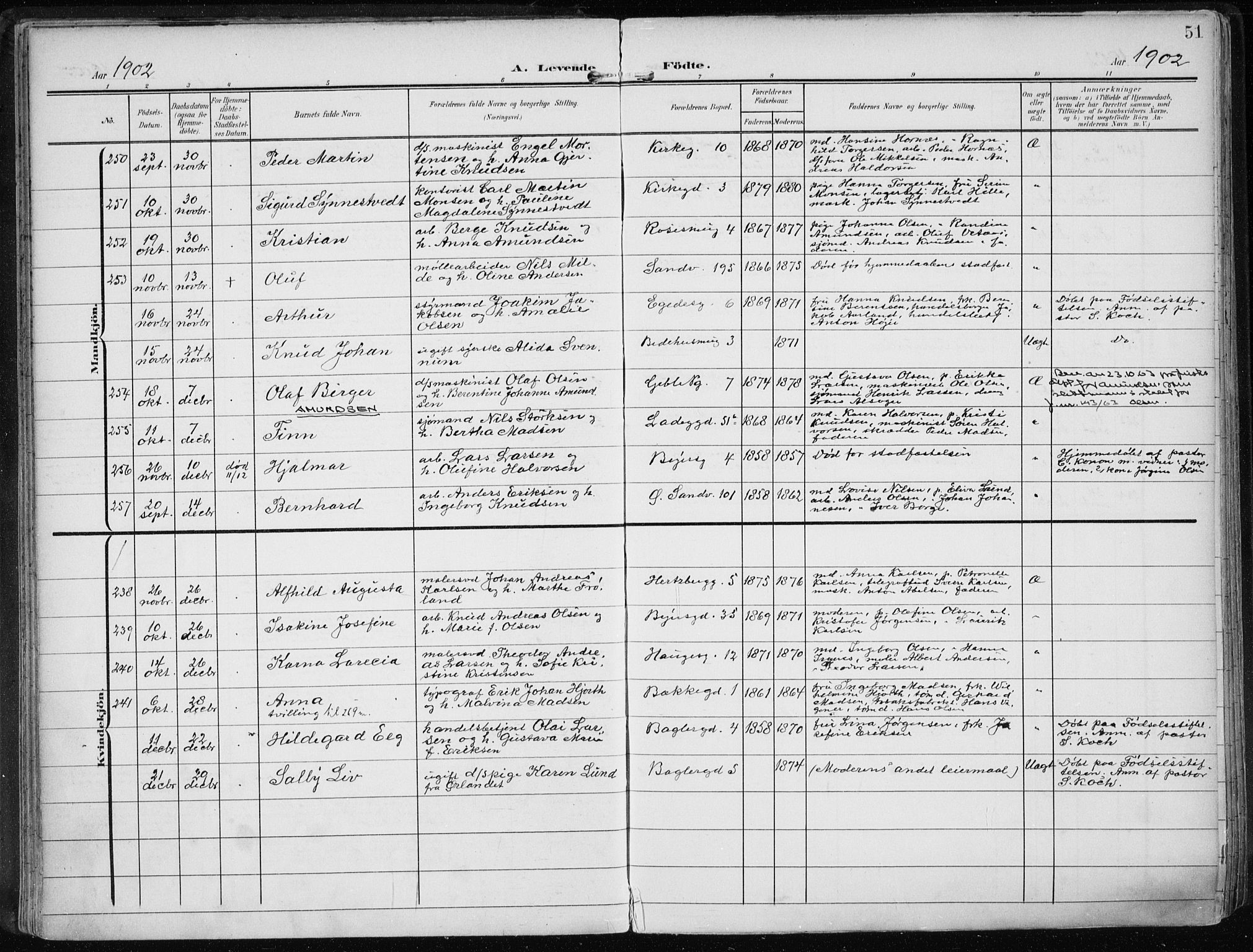 Sandviken Sokneprestembete, AV/SAB-A-77601/H/Ha/L0006: Parish register (official) no. B 3, 1901-1912, p. 51