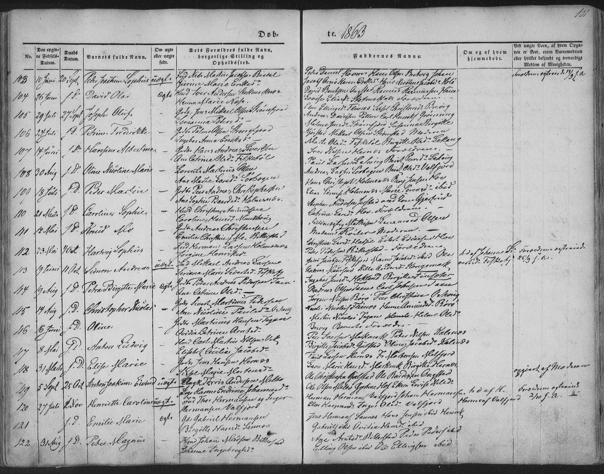 Ministerialprotokoller, klokkerbøker og fødselsregistre - Nordland, SAT/A-1459/888/L1241: Parish register (official) no. 888A07, 1849-1869, p. 101