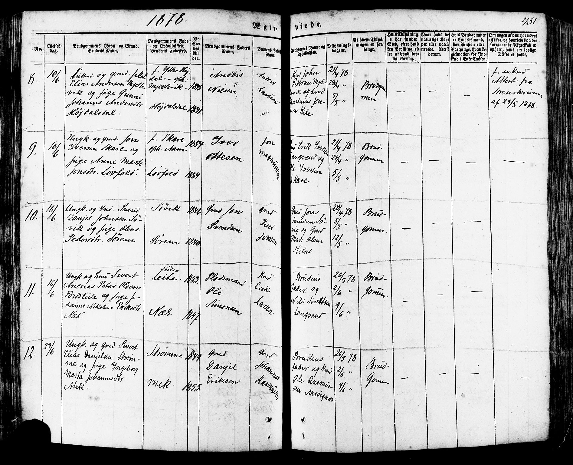 Ministerialprotokoller, klokkerbøker og fødselsregistre - Møre og Romsdal, AV/SAT-A-1454/511/L0140: Parish register (official) no. 511A07, 1851-1878, p. 451