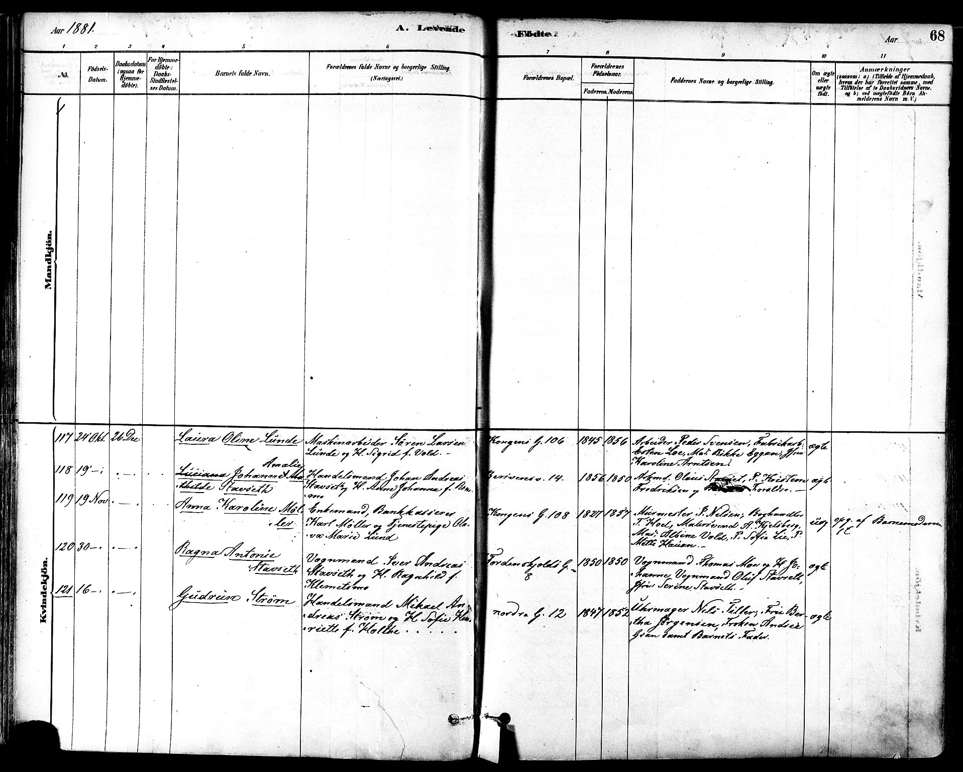 Ministerialprotokoller, klokkerbøker og fødselsregistre - Sør-Trøndelag, SAT/A-1456/601/L0057: Parish register (official) no. 601A25, 1877-1891, p. 68