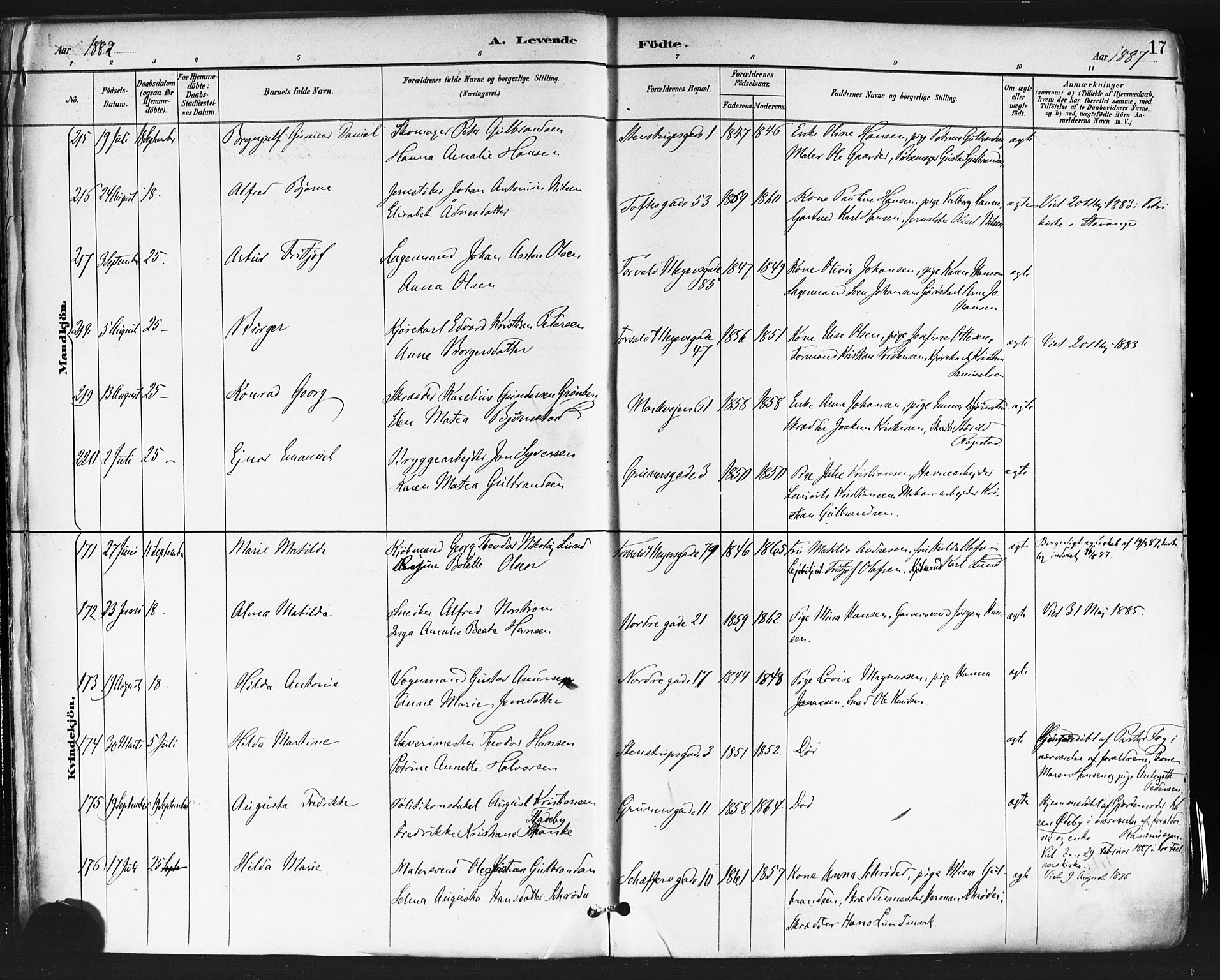 Paulus prestekontor Kirkebøker, AV/SAO-A-10871/F/Fa/L0013: Parish register (official) no. 13, 1887-1894, p. 17