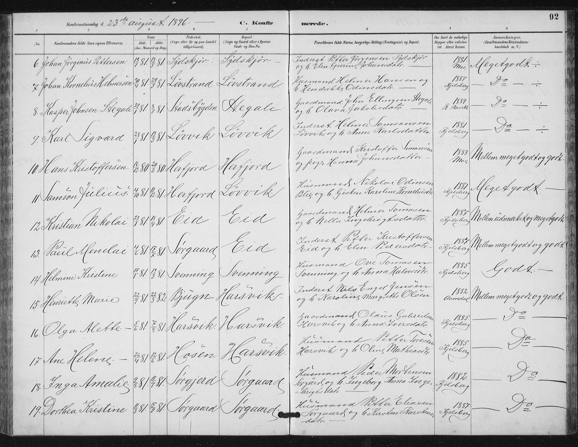 Ministerialprotokoller, klokkerbøker og fødselsregistre - Sør-Trøndelag, SAT/A-1456/656/L0698: Parish register (copy) no. 656C04, 1890-1904, p. 92