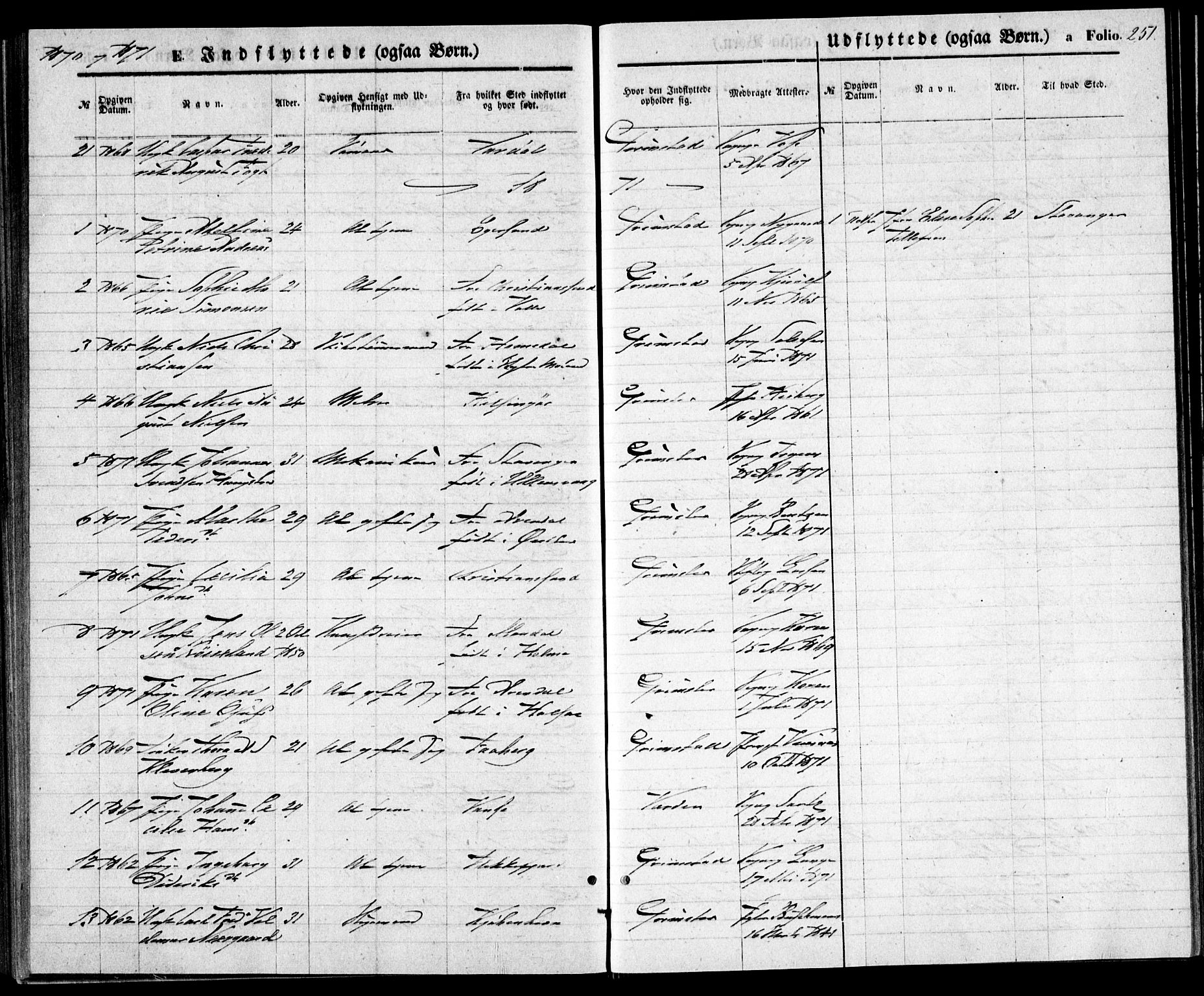 Grimstad sokneprestkontor, SAK/1111-0017/F/Fa/L0002: Parish register (official) no. A 1, 1869-1881, p. 251