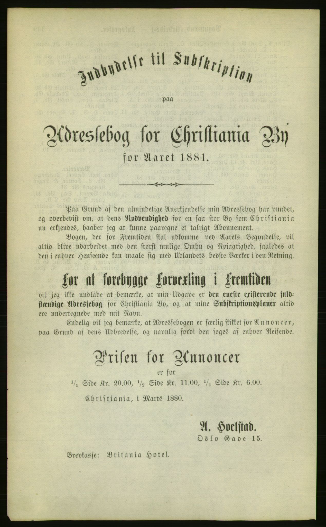 Kristiania/Oslo adressebok, PUBL/-, 1880