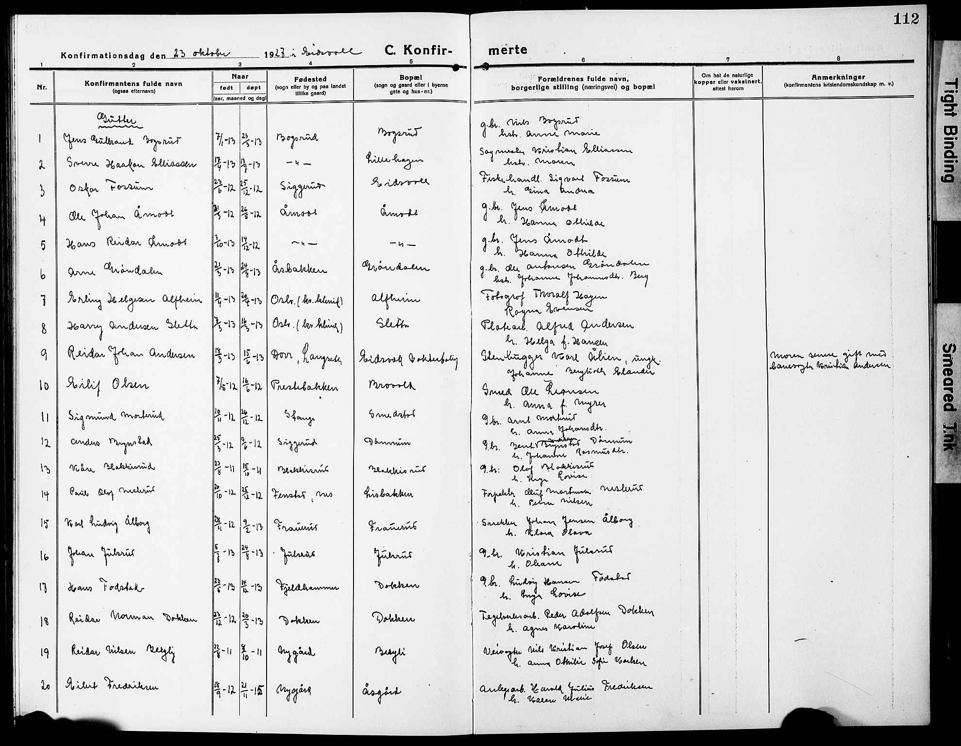 Eidsvoll prestekontor Kirkebøker, AV/SAO-A-10888/G/Ga/L0009: Parish register (copy) no. I 9, 1914-1927, p. 112