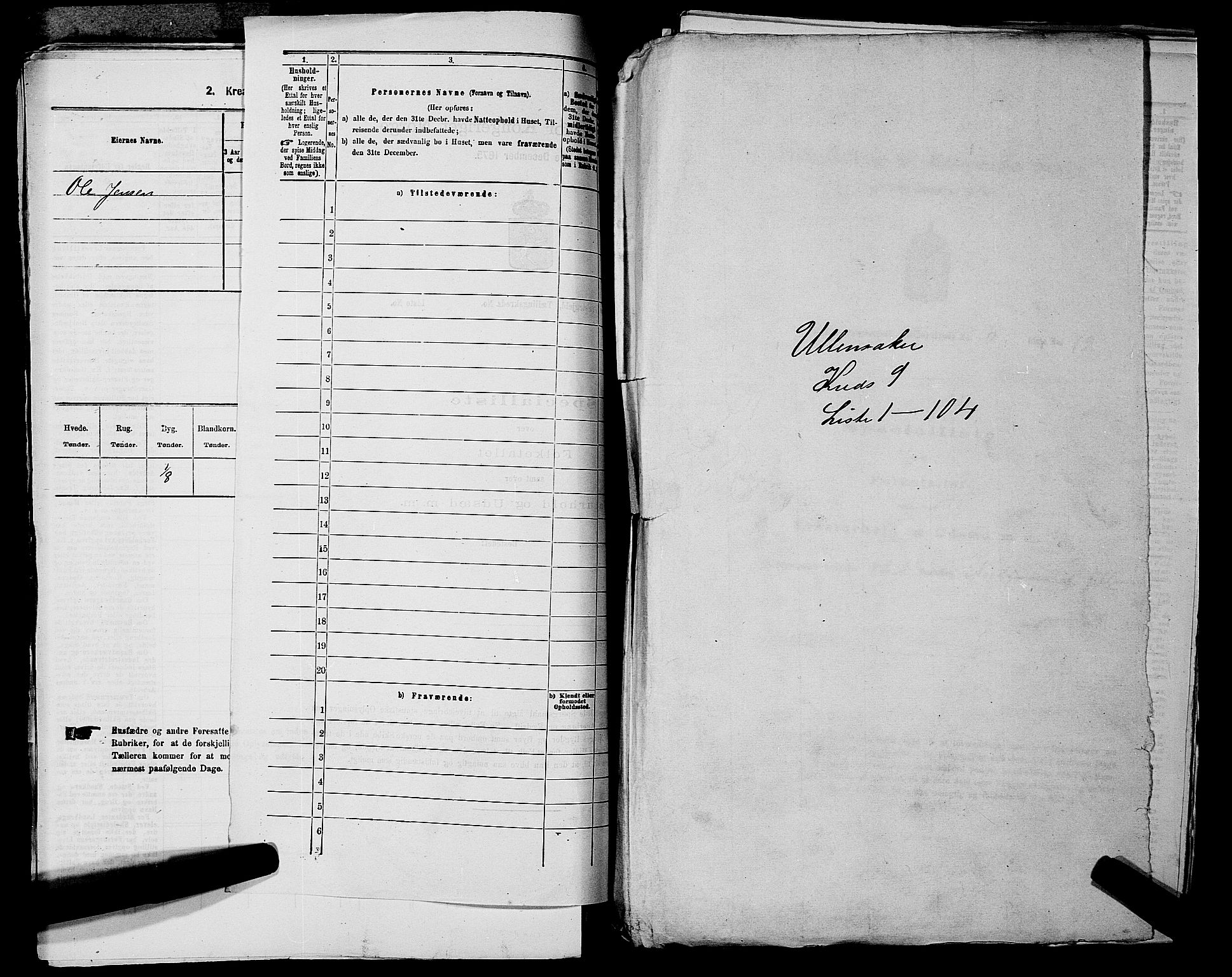 RA, 1875 census for 0235P Ullensaker, 1875, p. 1240