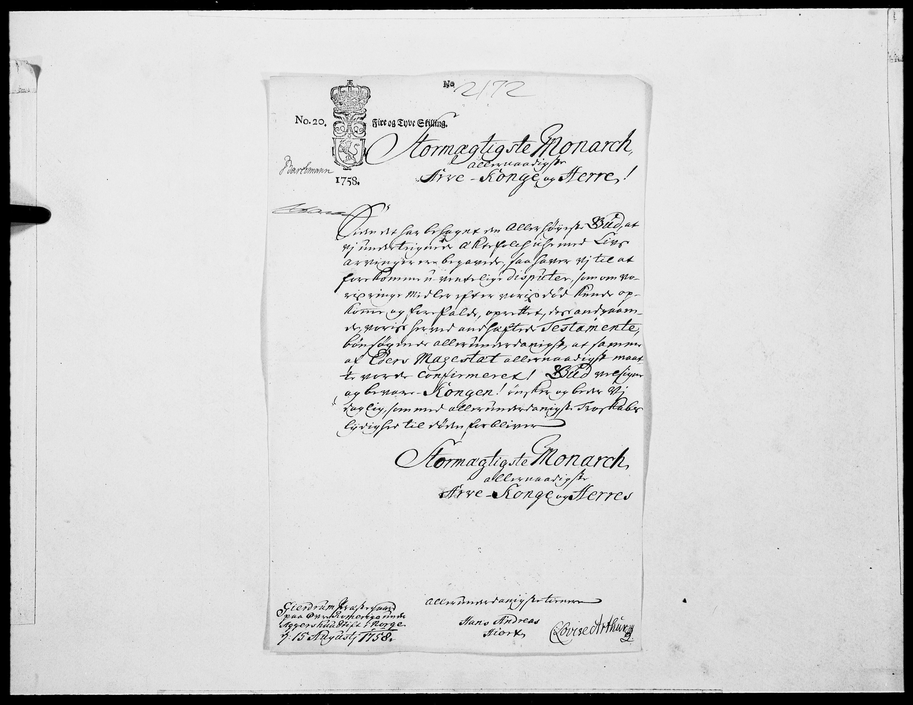 Danske Kanselli 1572-1799, RA/EA-3023/F/Fc/Fcc/Fcca/L0176: Norske innlegg 1572-1799, 1758, p. 181