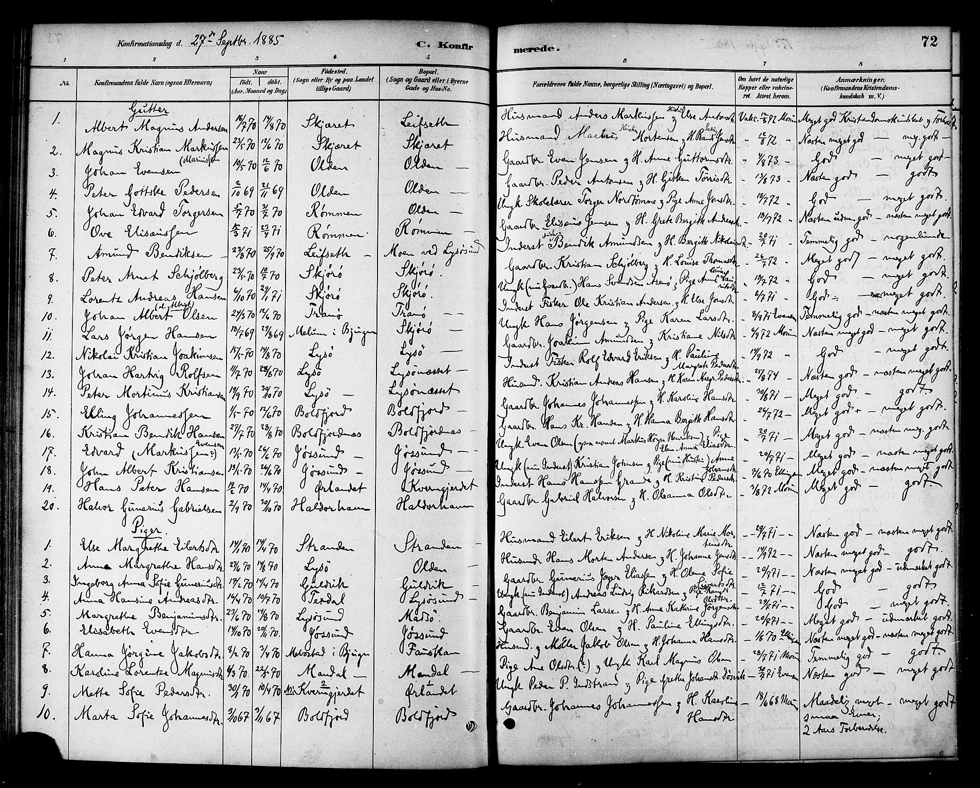 Ministerialprotokoller, klokkerbøker og fødselsregistre - Sør-Trøndelag, SAT/A-1456/654/L0663: Parish register (official) no. 654A01, 1880-1894, p. 72