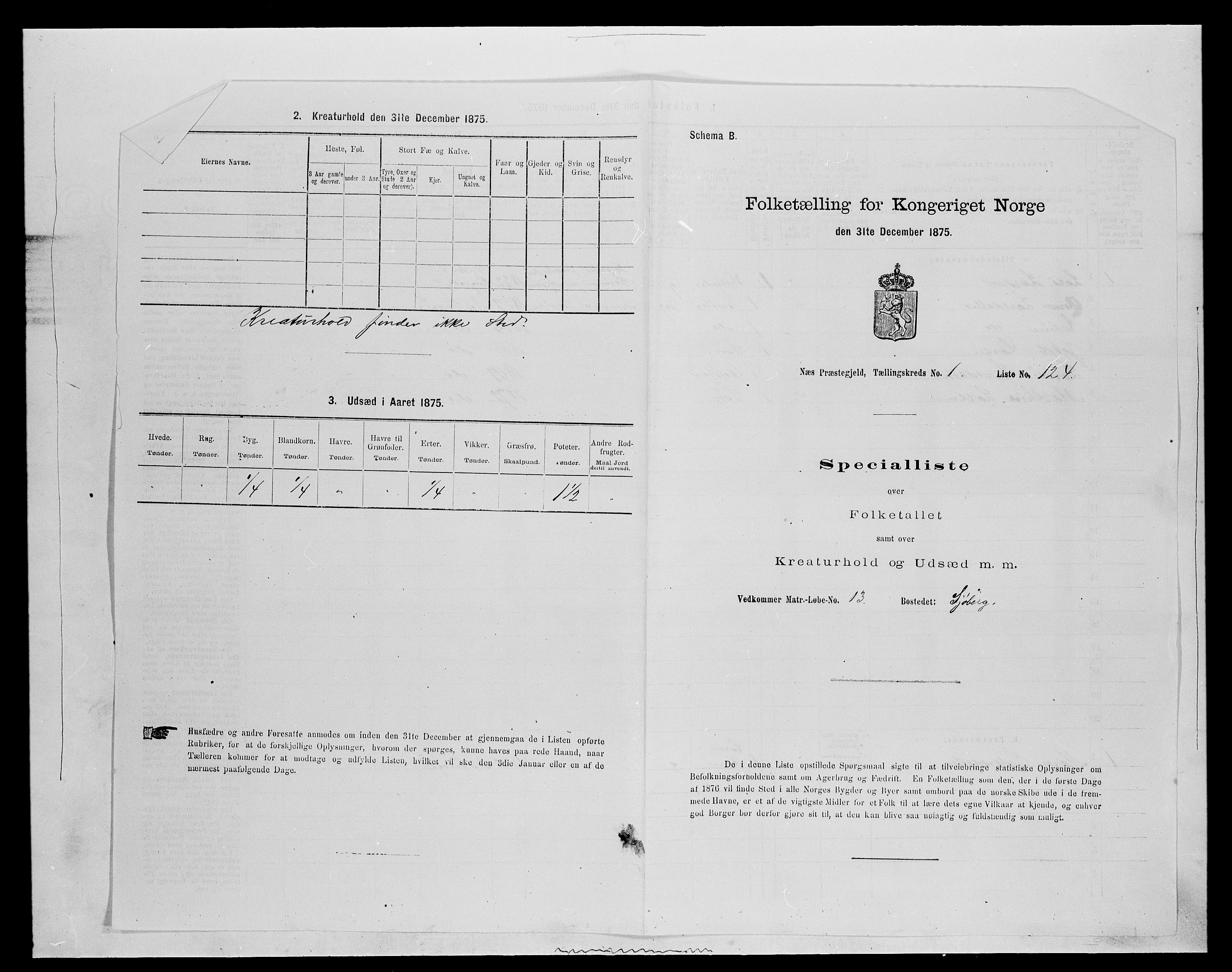 SAH, 1875 census for 0411P Nes, 1875, p. 325