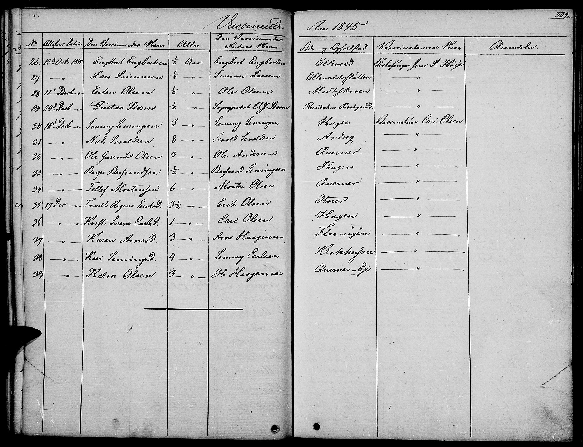 Rendalen prestekontor, AV/SAH-PREST-054/H/Ha/Haa/L0004: Parish register (official) no. 4, 1829-1852, p. 339