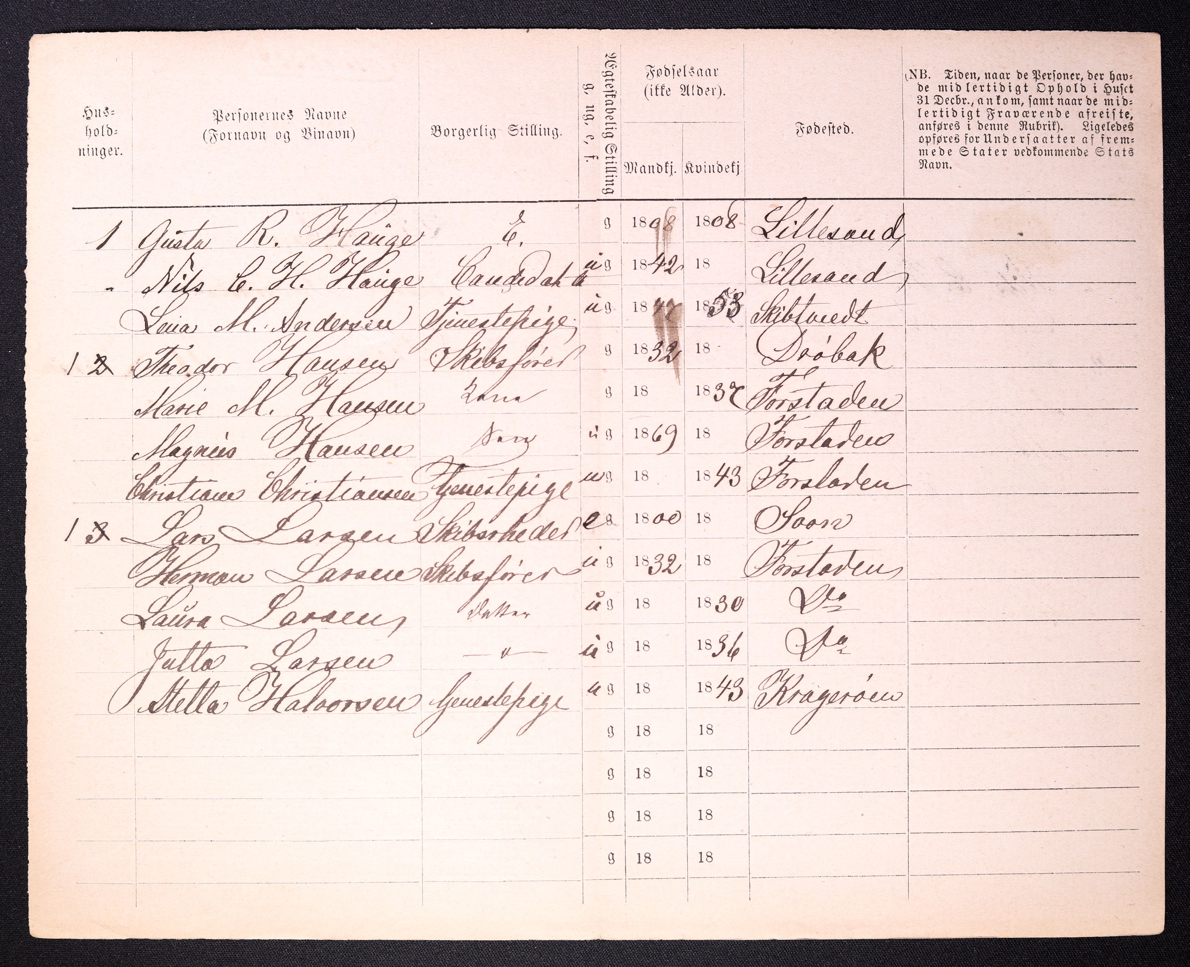 RA, 1870 census for 0103 Fredrikstad, 1870, p. 1064