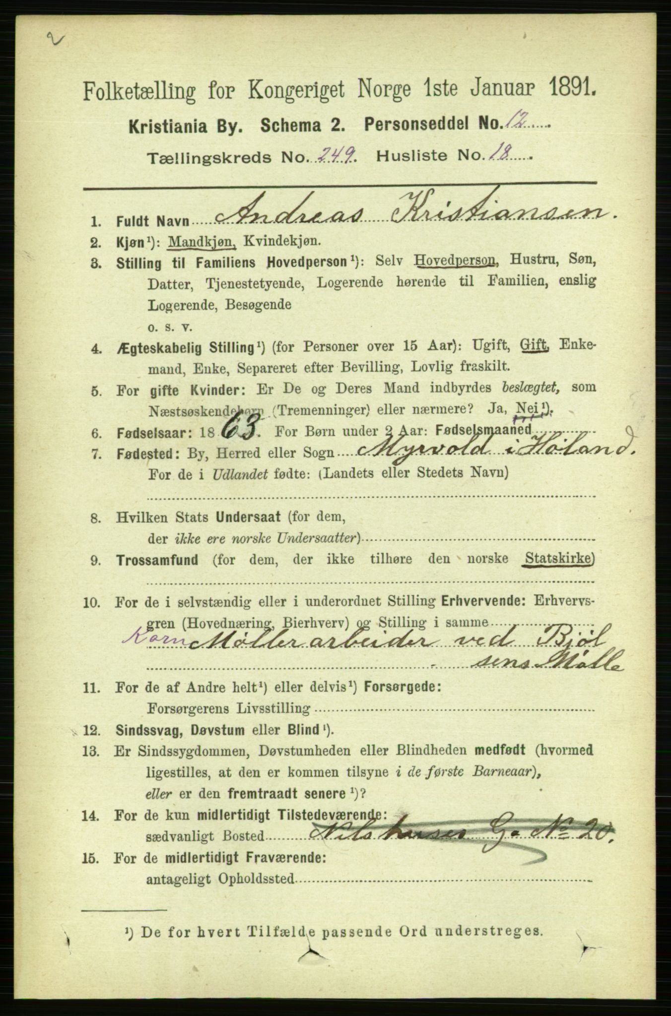 RA, 1891 census for 0301 Kristiania, 1891, p. 152703