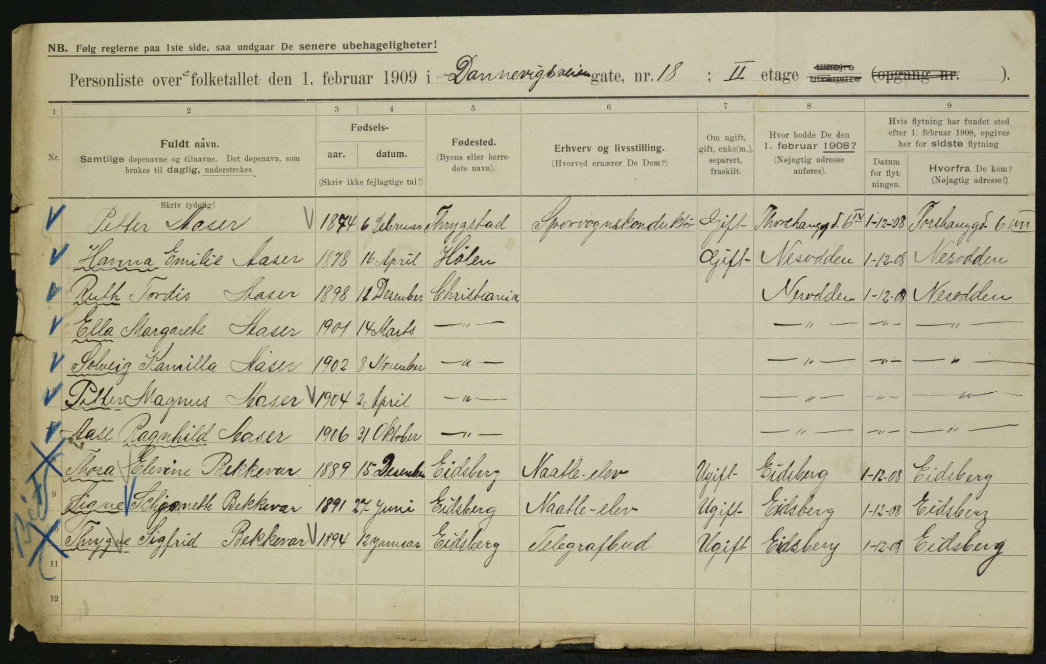 OBA, Municipal Census 1909 for Kristiania, 1909, p. 14004