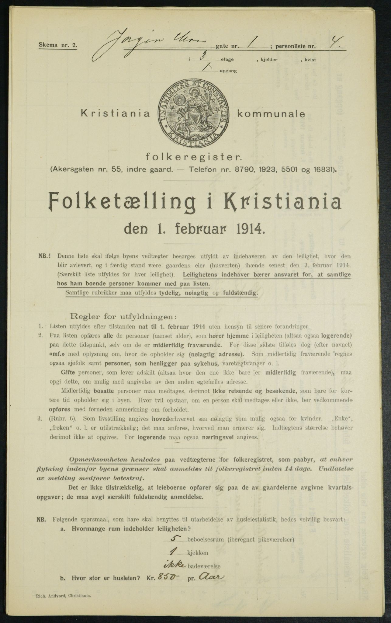 OBA, Municipal Census 1914 for Kristiania, 1914, p. 47681