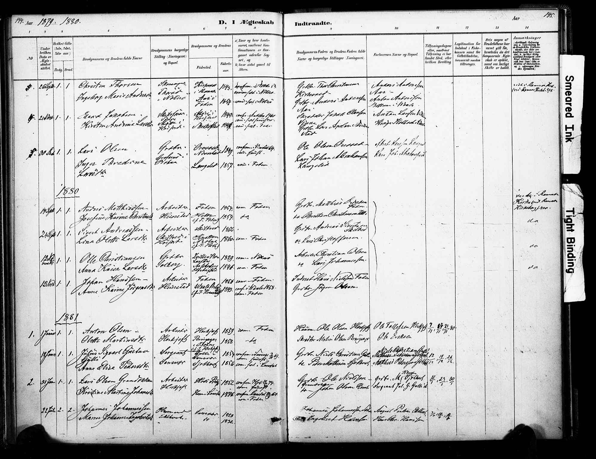 Ramnes kirkebøker, AV/SAKO-A-314/F/Fb/L0001: Parish register (official) no. II 1, 1878-1894, p. 144-145