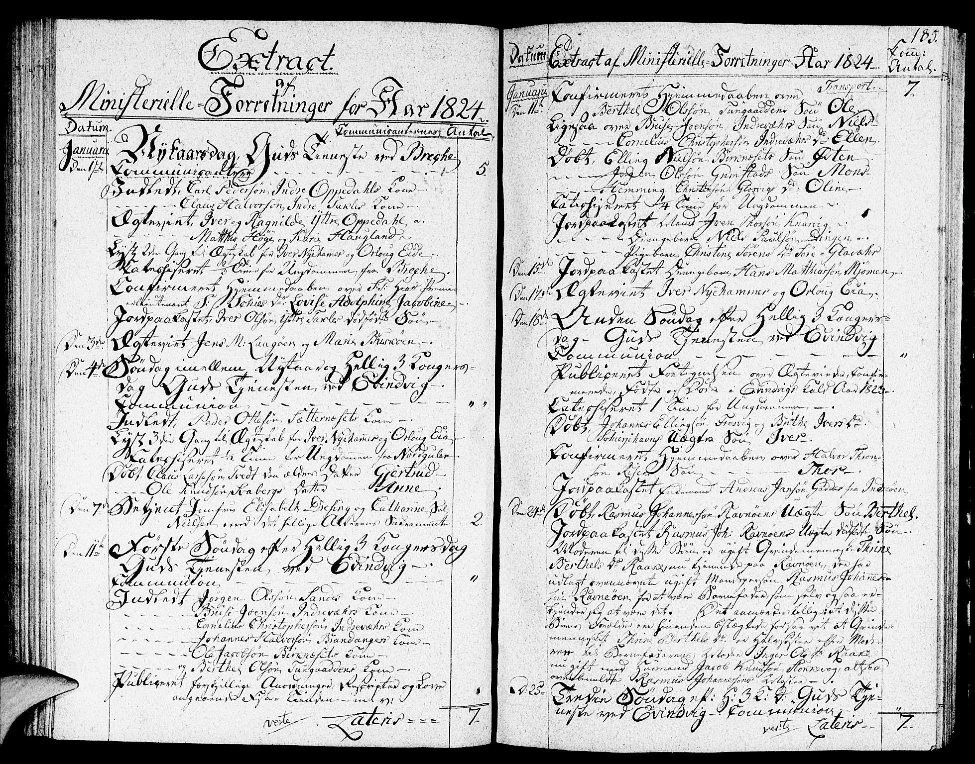 Gulen sokneprestembete, SAB/A-80201/H/Haa/Haaa/L0017: Parish register (official) no. A 17, 1809-1825, p. 185