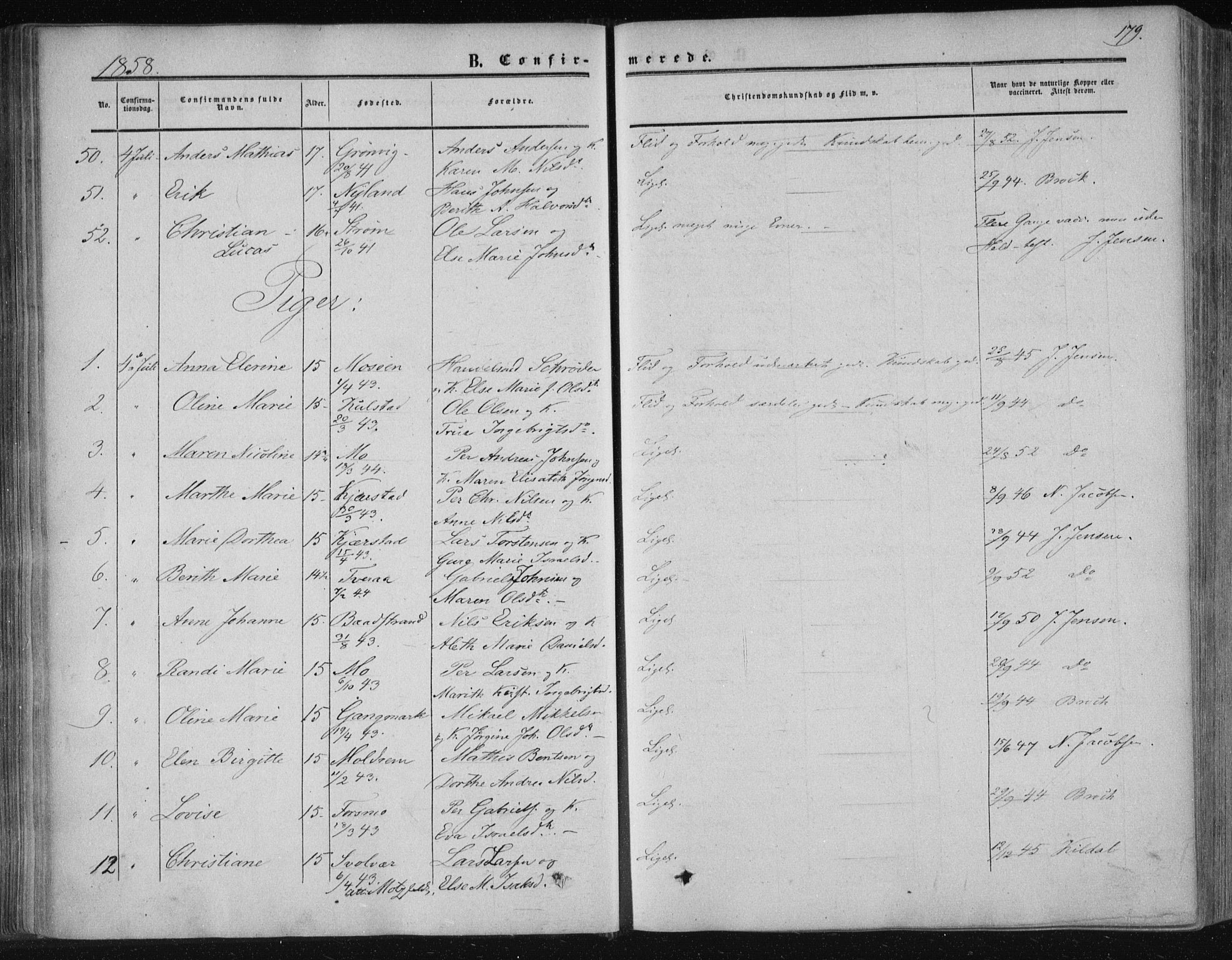 Ministerialprotokoller, klokkerbøker og fødselsregistre - Nordland, AV/SAT-A-1459/820/L0293: Parish register (official) no. 820A14, 1855-1865, p. 179