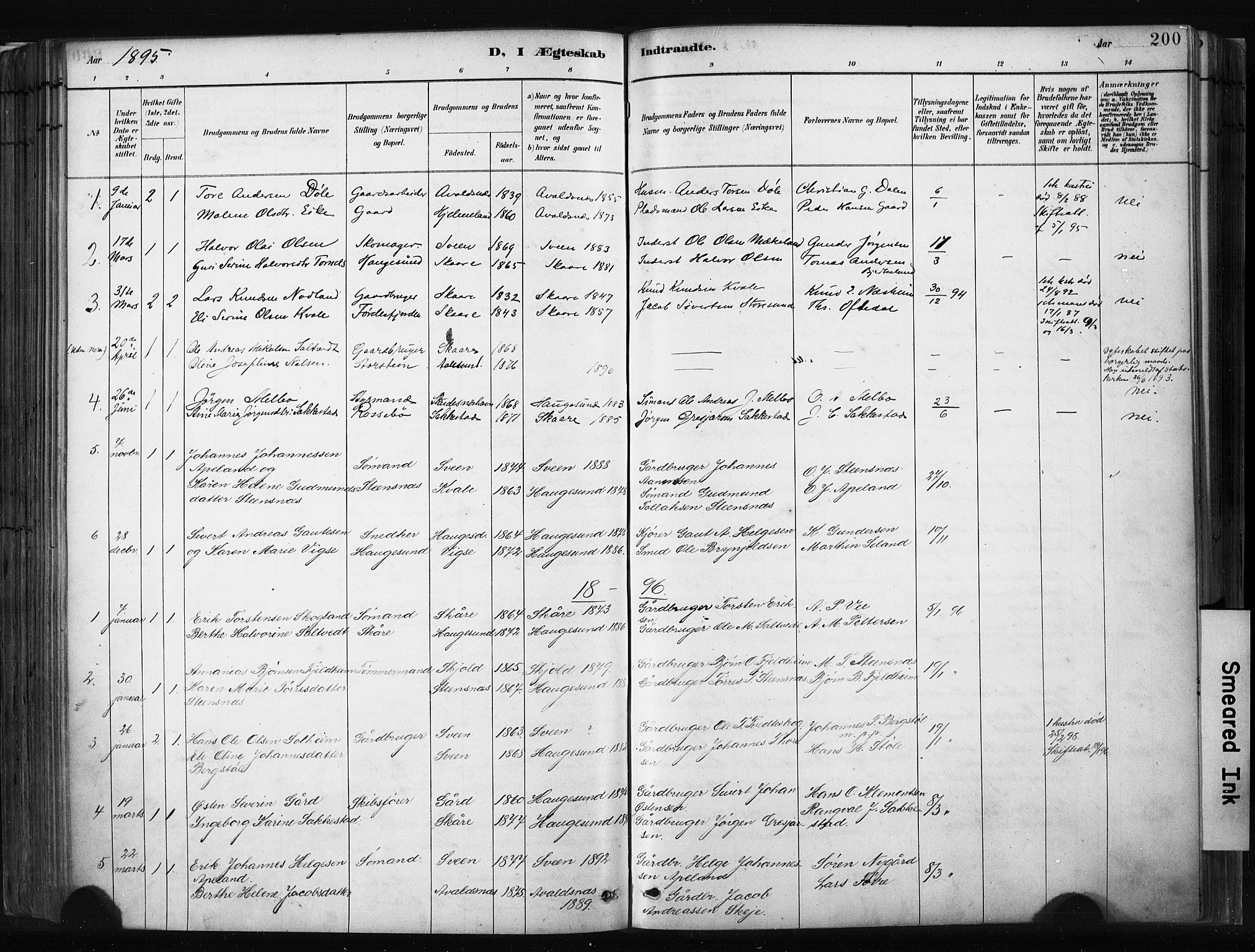 Haugesund sokneprestkontor, AV/SAST-A -101863/H/Ha/Haa/L0004: Parish register (official) no. A 4, 1886-1908, p. 200