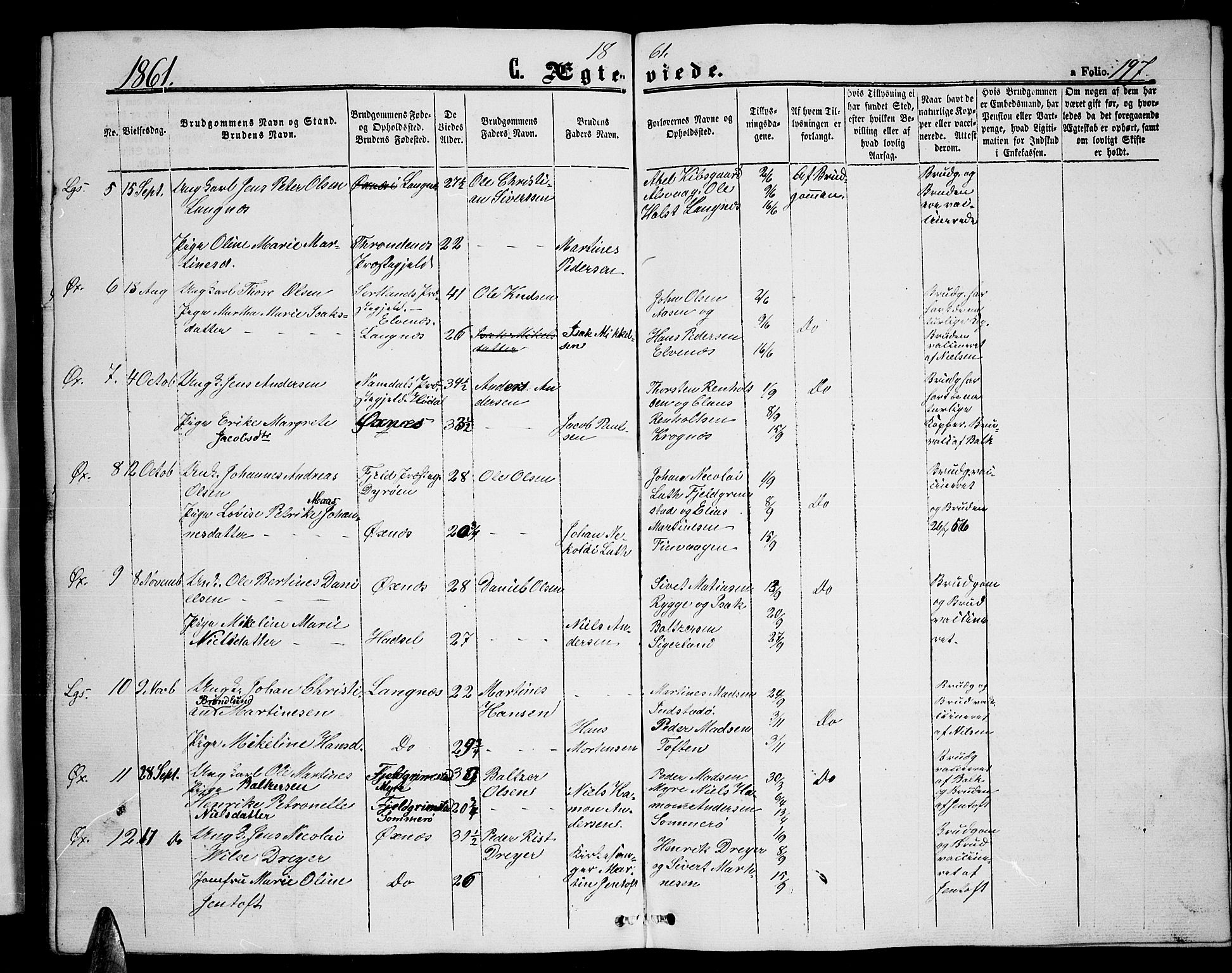 Ministerialprotokoller, klokkerbøker og fødselsregistre - Nordland, AV/SAT-A-1459/893/L1347: Parish register (copy) no. 893C02, 1858-1866, p. 197