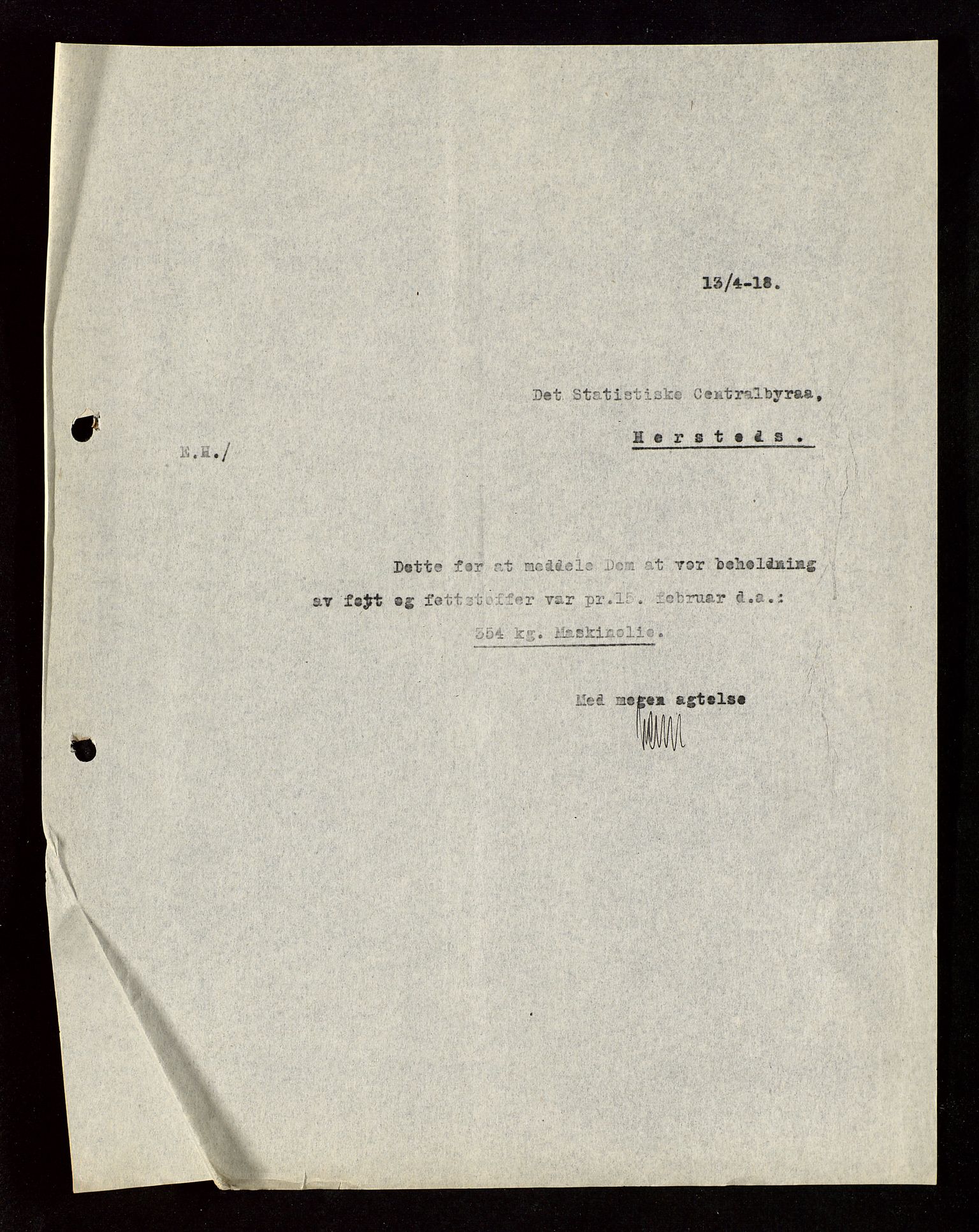 Pa 1521 - A/S Norske Shell, AV/SAST-A-101915/E/Ea/Eaa/L0003: Sjefskorrespondanse, 1918, p. 261