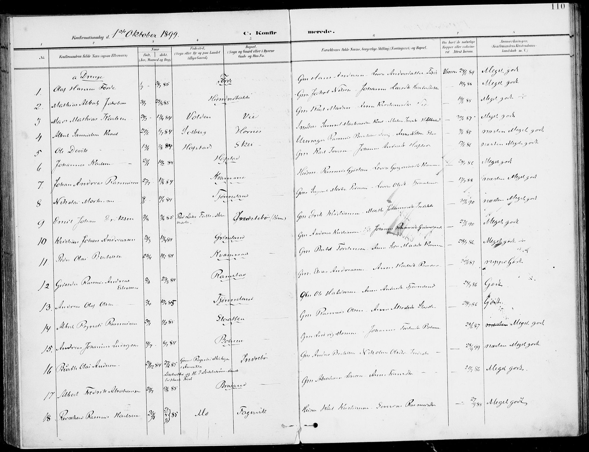 Førde sokneprestembete, SAB/A-79901/H/Haa/Haab/L0002: Parish register (official) no. B  2, 1899-1920, p. 110