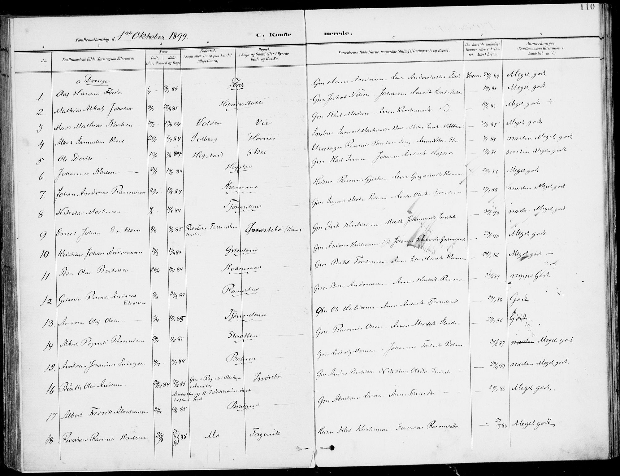 Førde sokneprestembete, AV/SAB-A-79901/H/Haa/Haab/L0002: Parish register (official) no. B  2, 1899-1920, p. 110