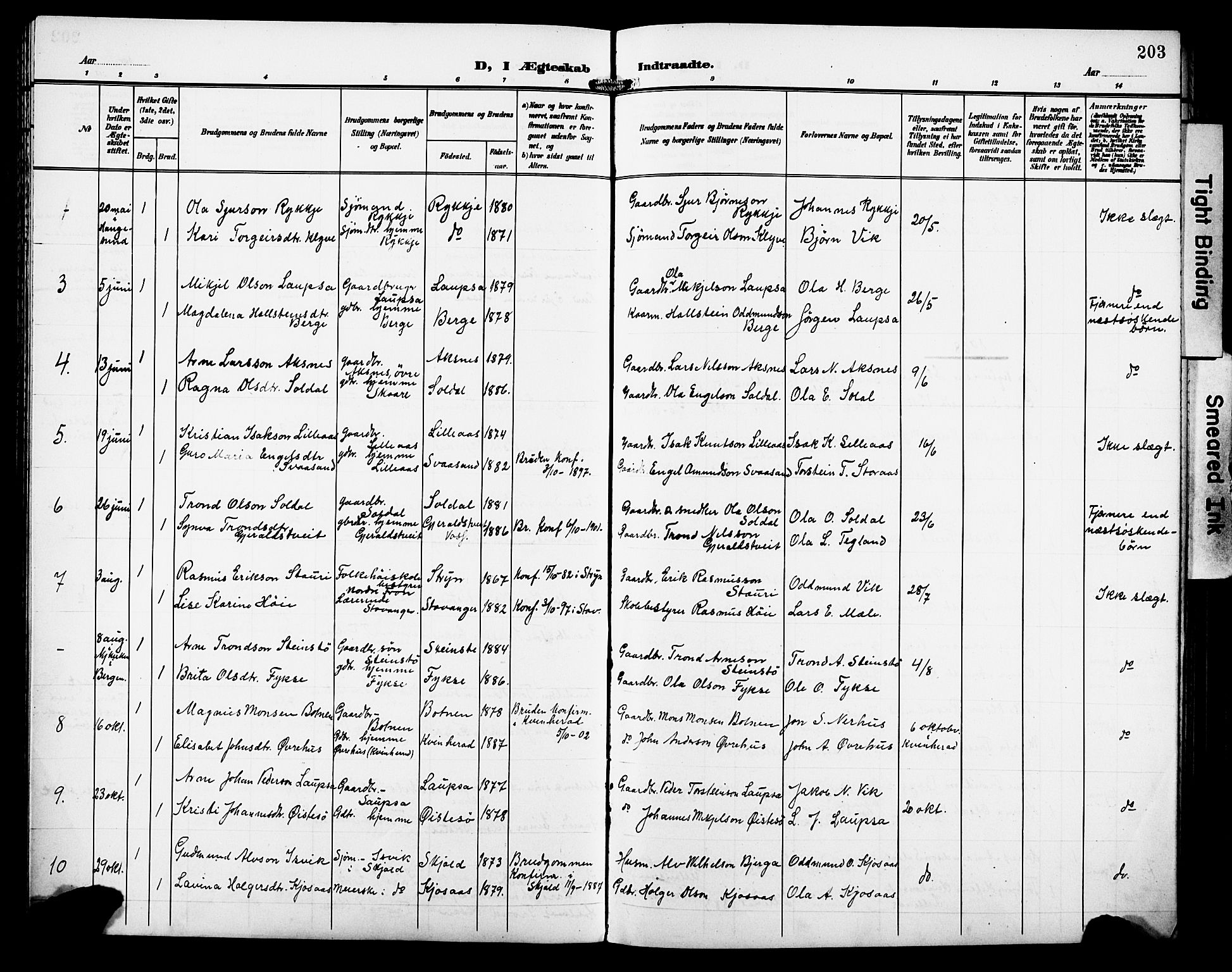 Kvam sokneprestembete, SAB/A-76201/H/Hab: Parish register (copy) no. C 4, 1906-1931, p. 203