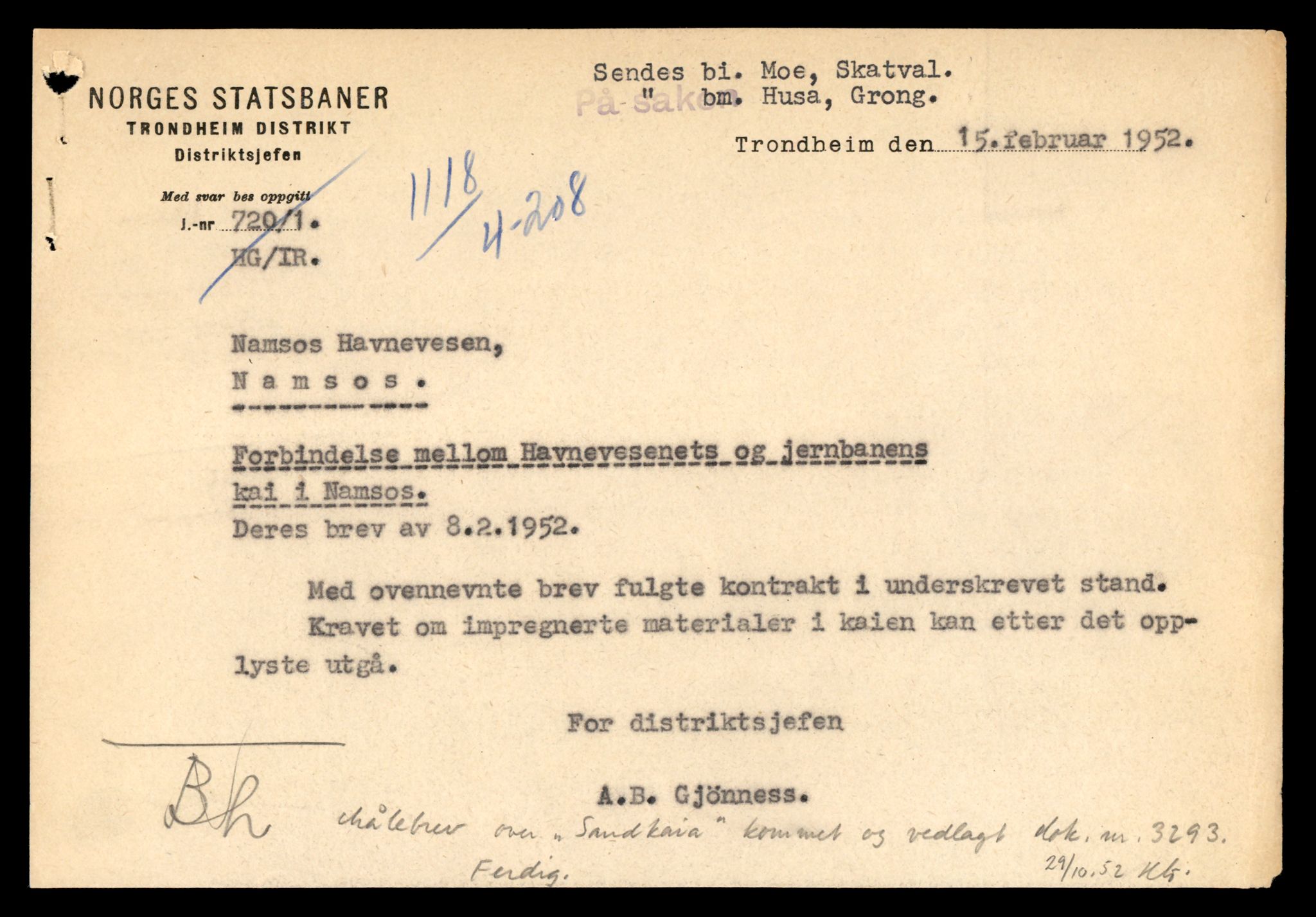 Norges statsbaner (NSB) - Trondheim distrikt, AV/SAT-A-6436/0002/Dd/L0819: --, 1936-1990, p. 1003