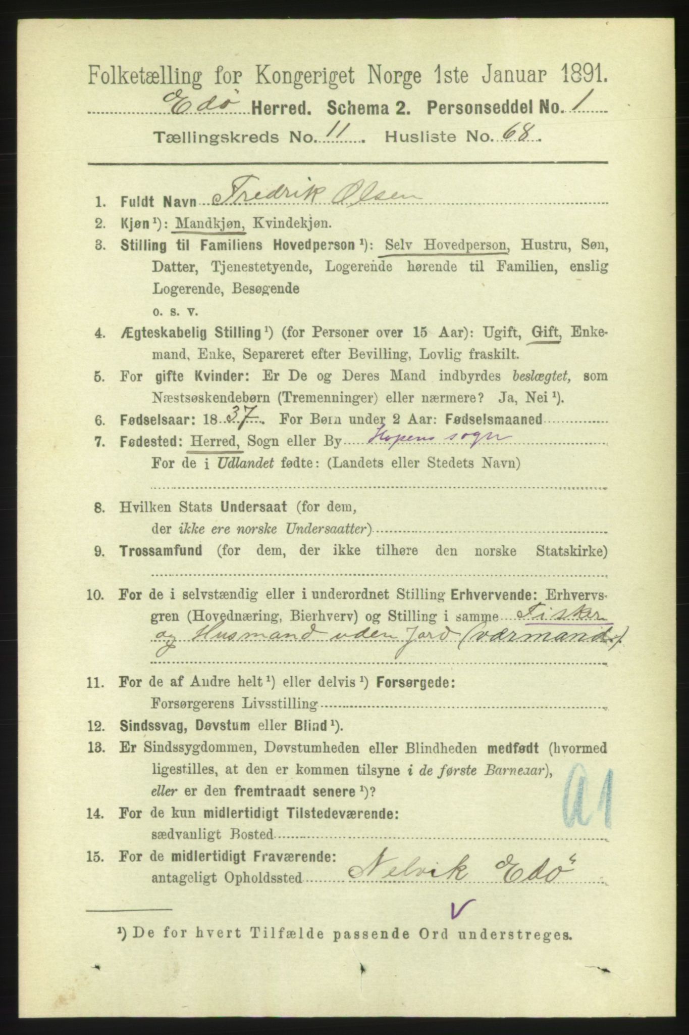 RA, 1891 census for 1573 Edøy, 1891, p. 3319