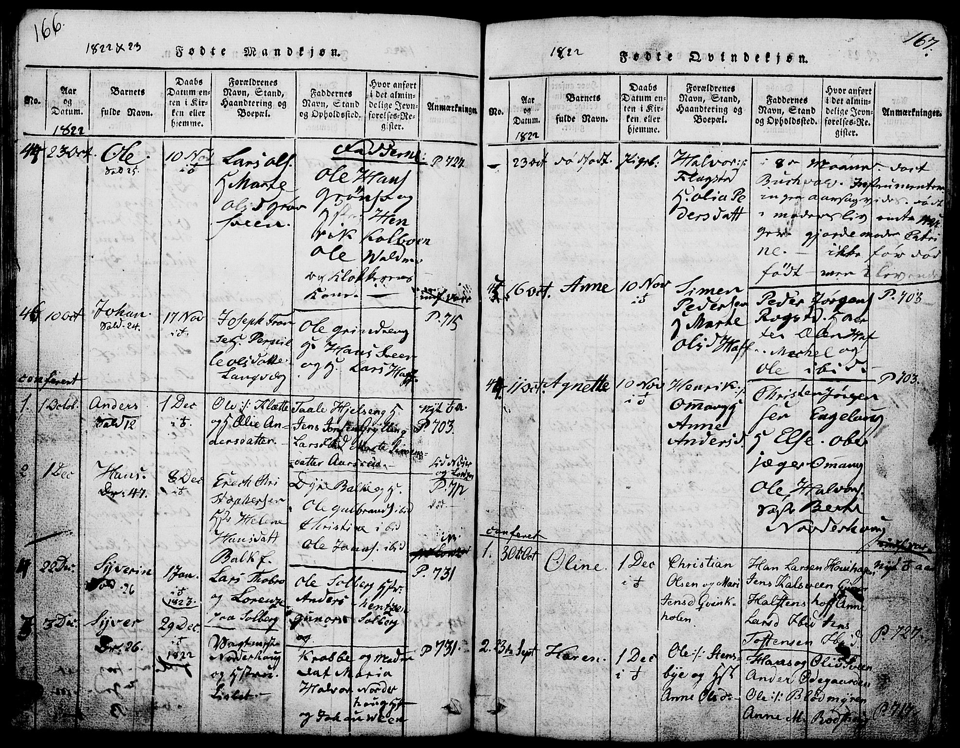 Løten prestekontor, AV/SAH-PREST-022/L/La/L0001: Parish register (copy) no. 1, 1812-1832, p. 166-167