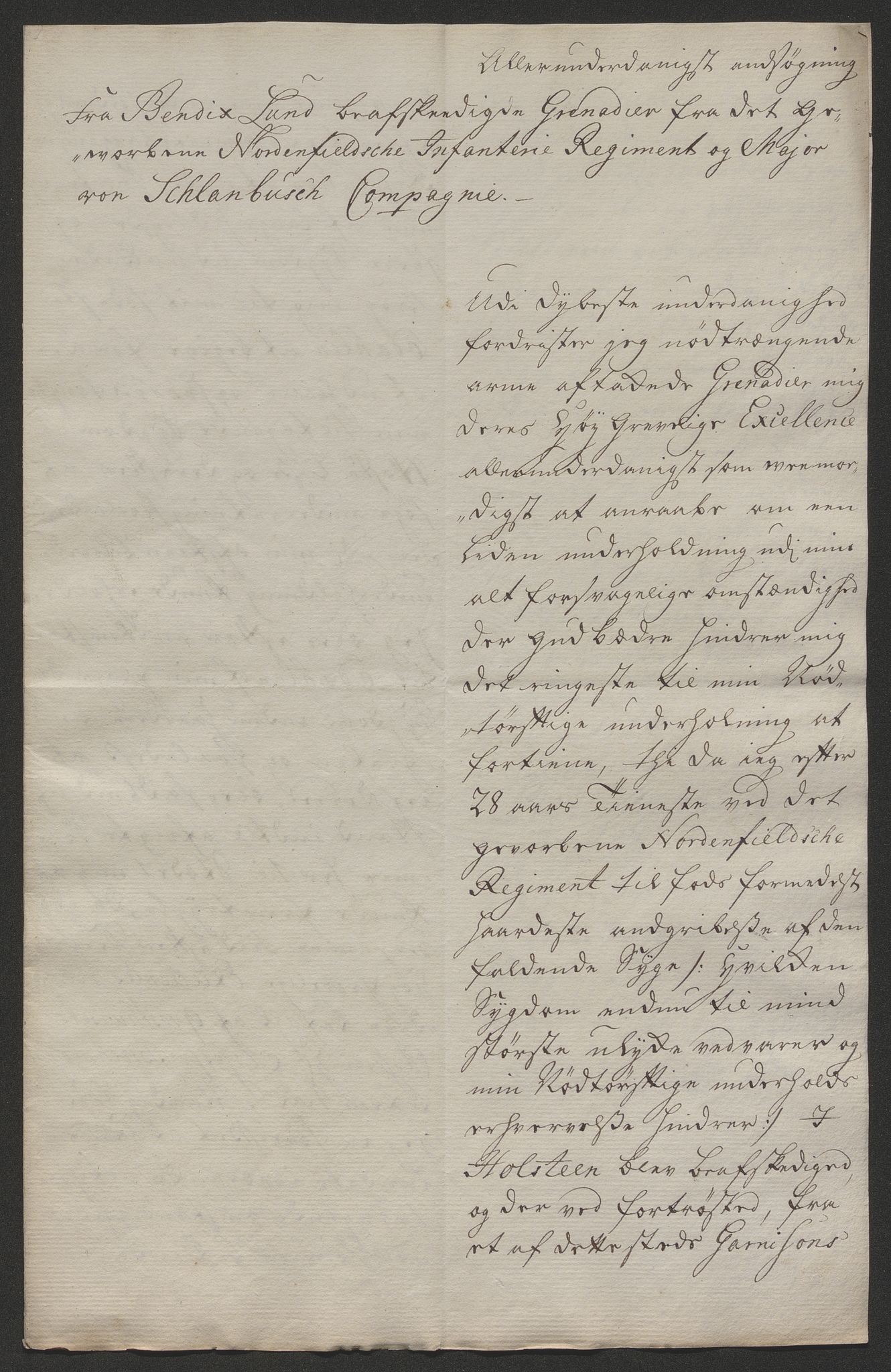 Forsvaret, Den norske kvesthuskasse/krigshospitalkasse, AV/RA-RAFA-1887/F/Fa/L0023: Ansøkninger om pensjon, pengelån m.v., 1765, p. 26