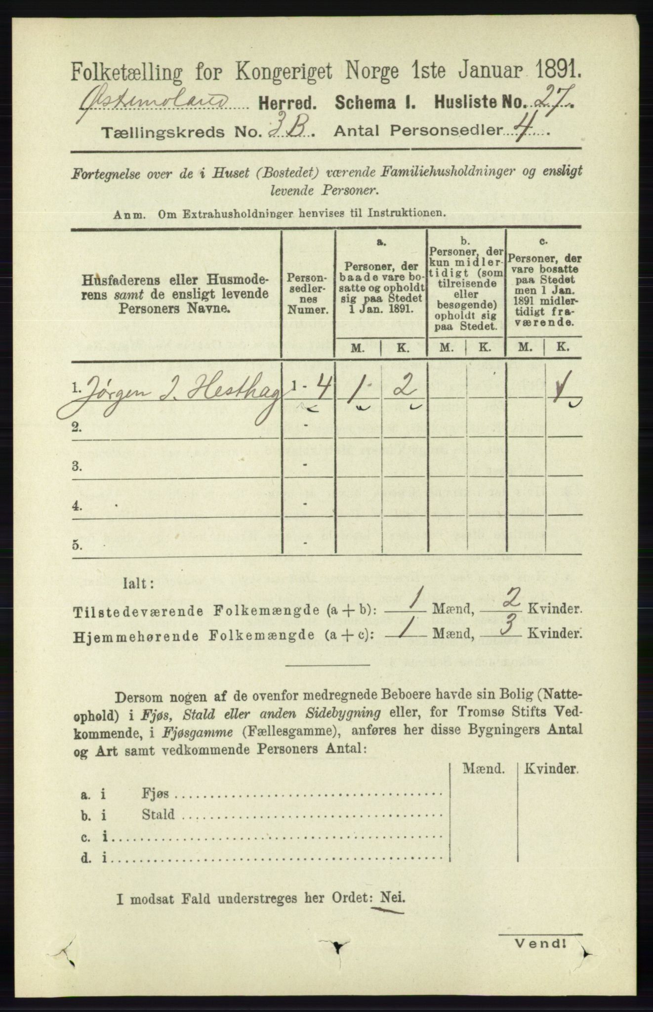 RA, 1891 census for 0918 Austre Moland, 1891, p. 1738