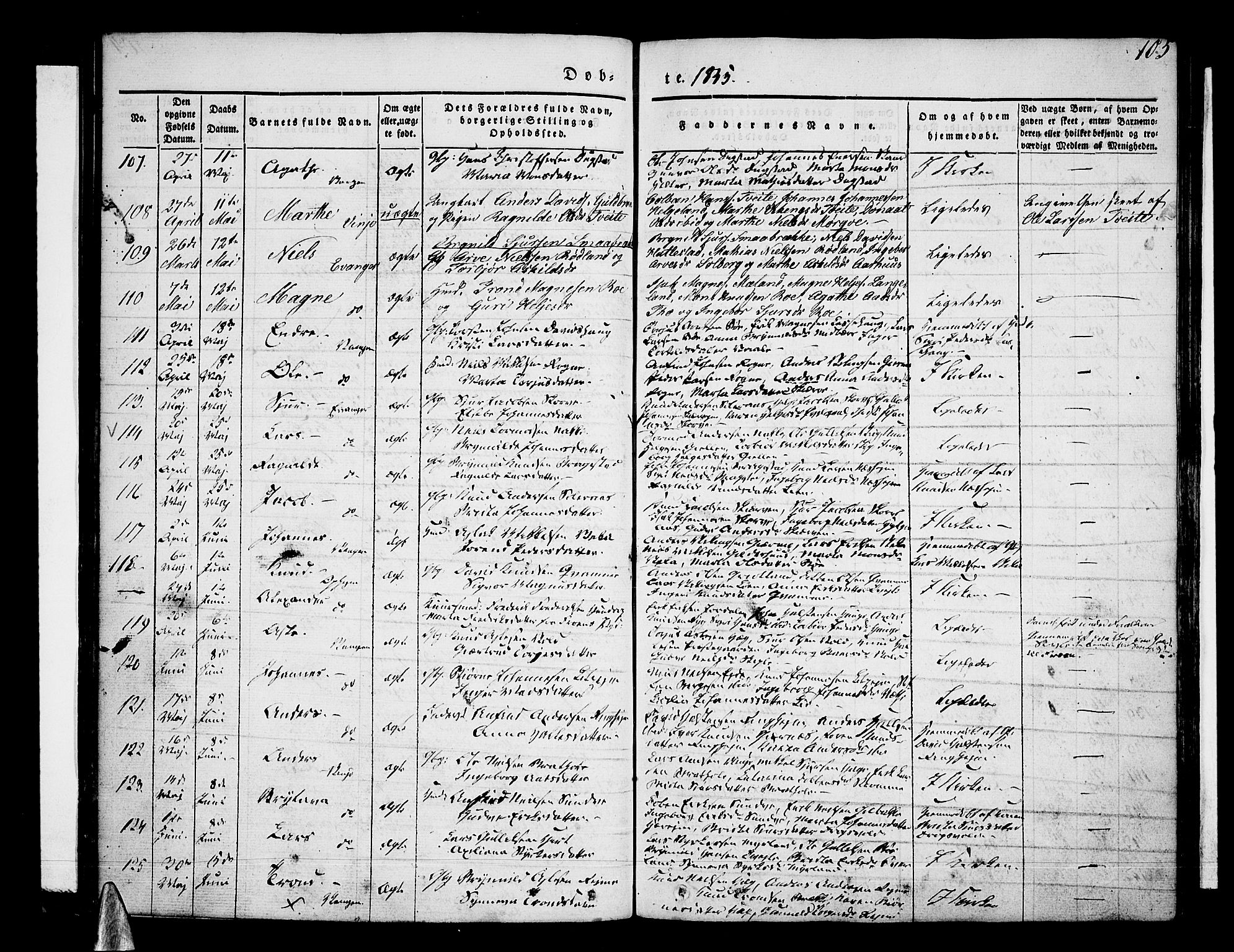 Voss sokneprestembete, SAB/A-79001/H/Haa: Parish register (official) no. A 13, 1836-1851, p. 105