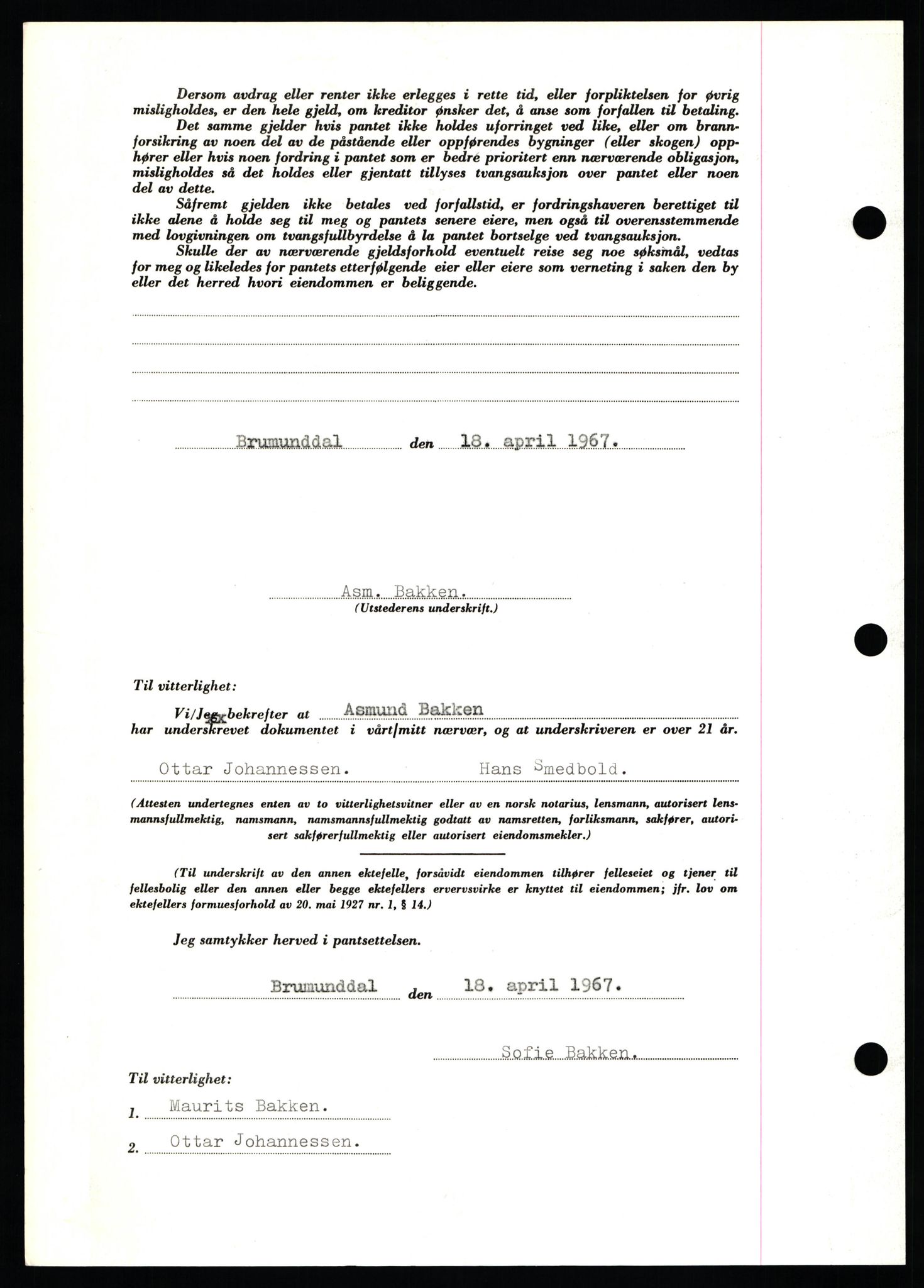 Nord-Hedmark sorenskriveri, SAH/TING-012/H/Hb/Hbf/L0071: Mortgage book no. B71, 1967-1967, Diary no: : 1792/1967