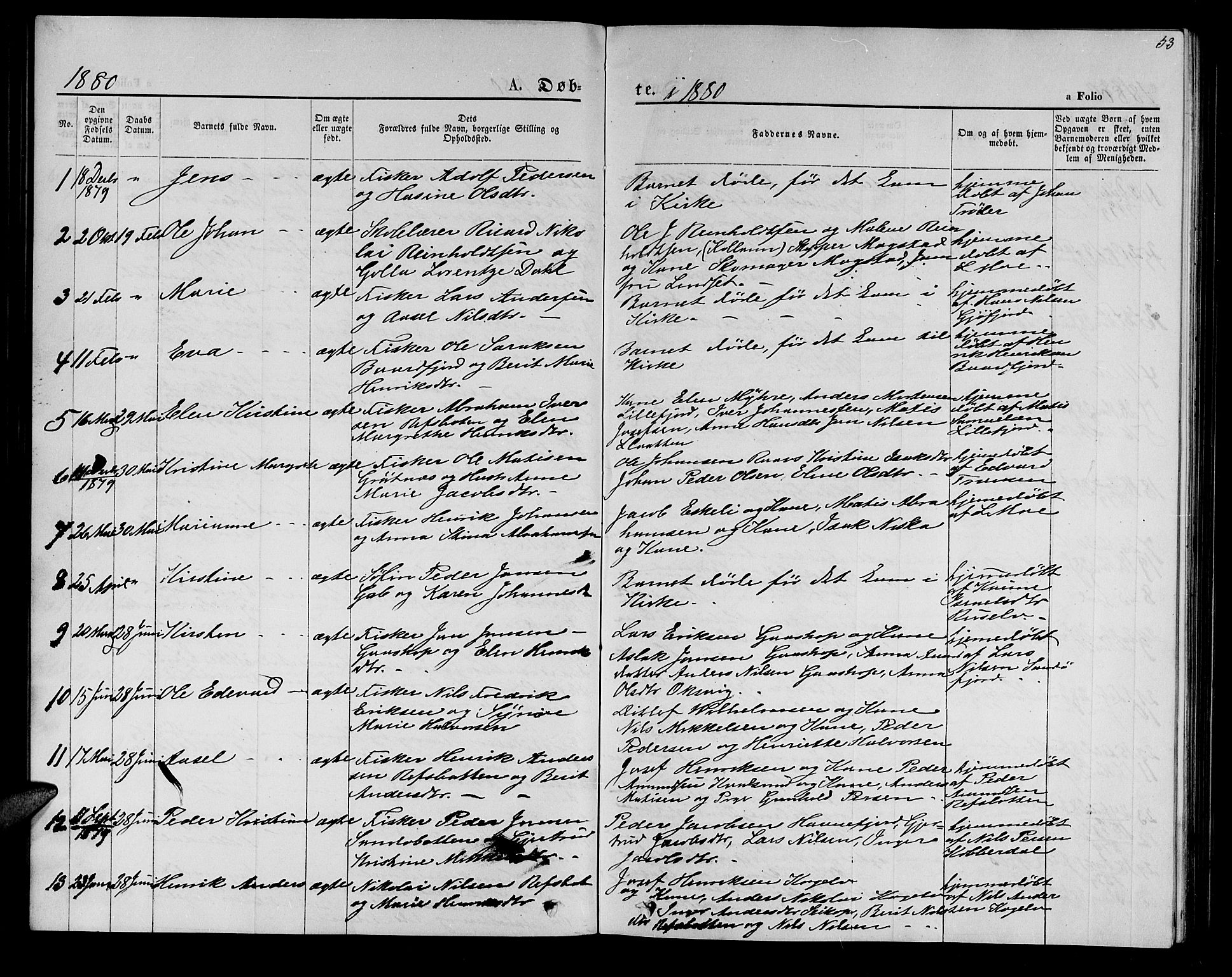 Hammerfest sokneprestkontor, SATØ/S-1347/H/Hb/L0005.klokk: Parish register (copy) no. 5, 1869-1884, p. 53