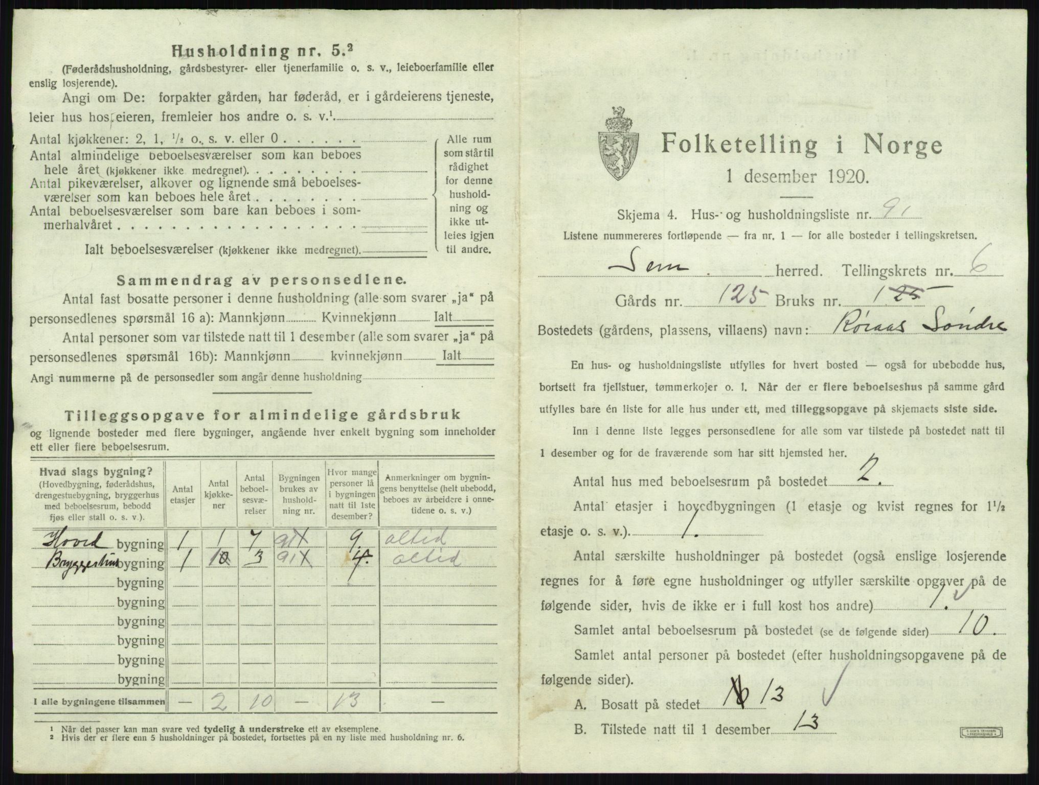 SAKO, 1920 census for Sem, 1920, p. 1441