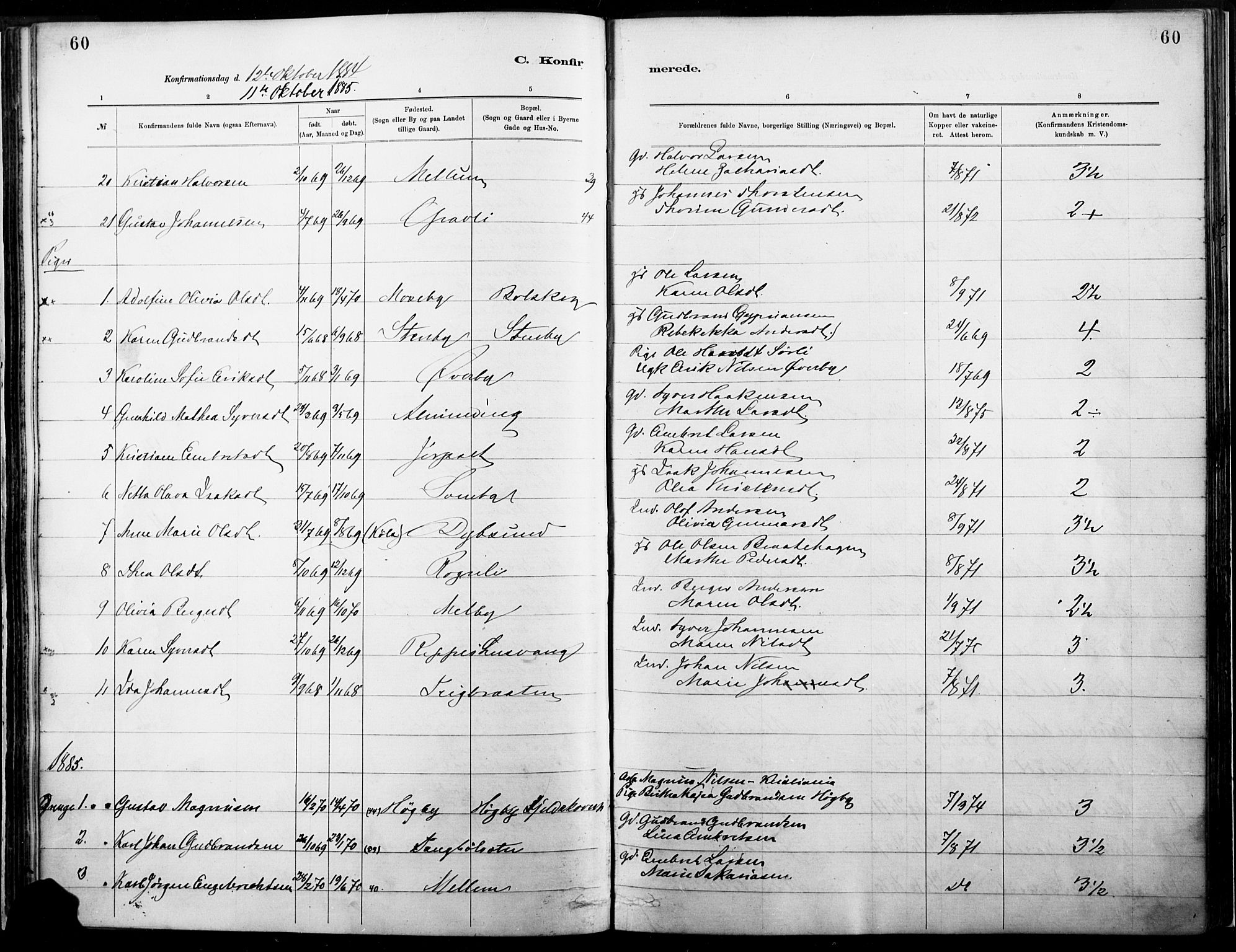Eidskog prestekontor, SAH/PREST-026/H/Ha/Haa/L0004: Parish register (official) no. 4, 1884-1897, p. 60