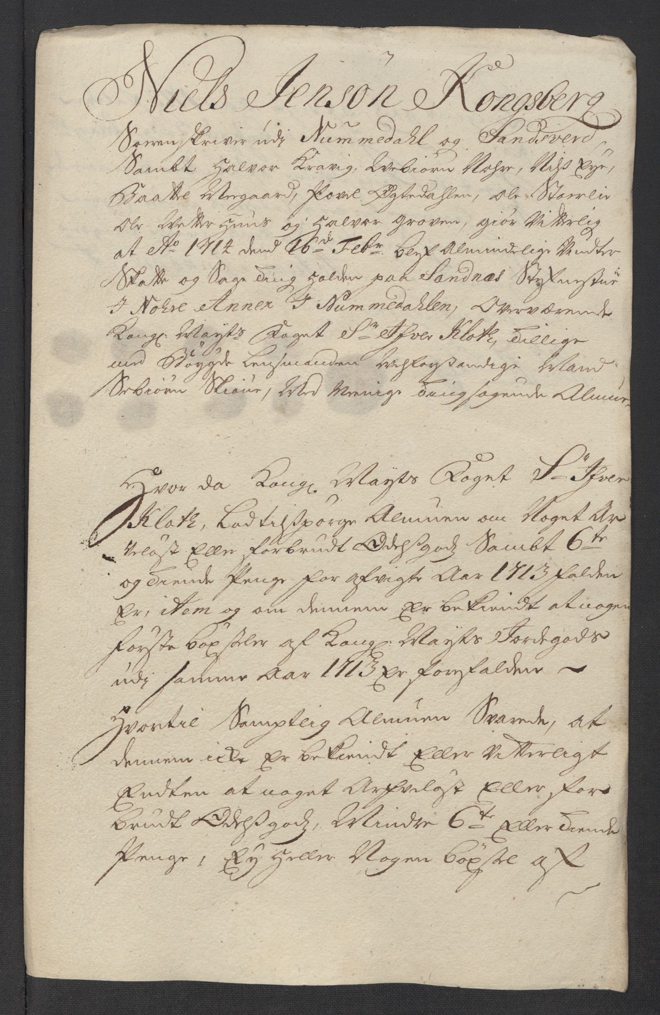 Rentekammeret inntil 1814, Reviderte regnskaper, Fogderegnskap, RA/EA-4092/R24/L1588: Fogderegnskap Numedal og Sandsvær, 1713, p. 307