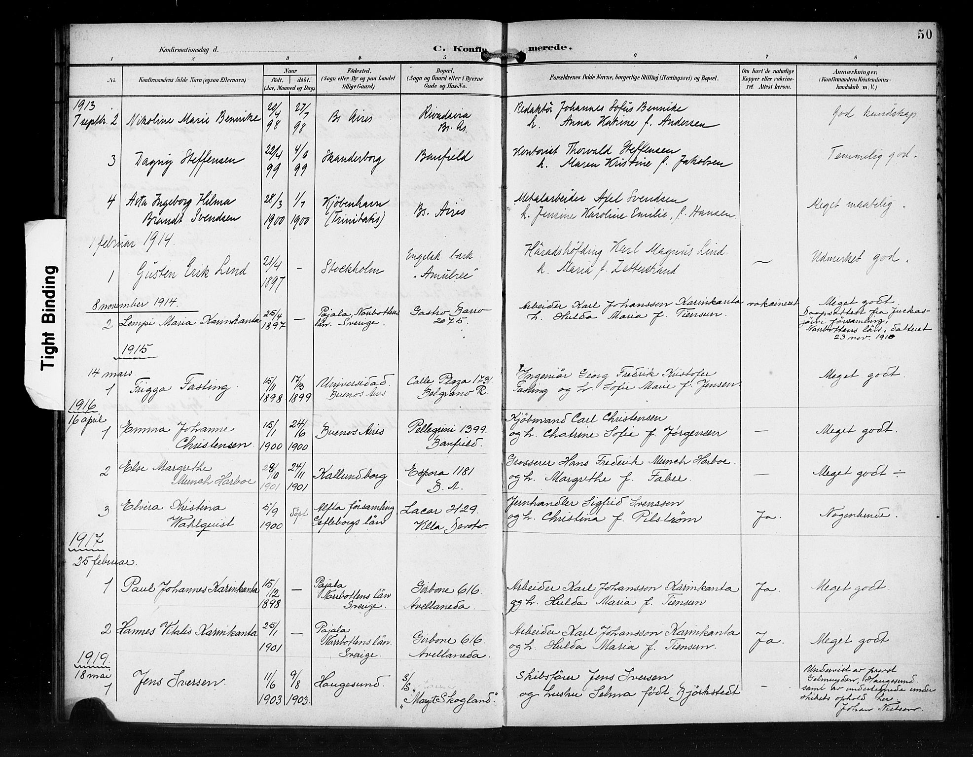 Den norske sjømannsmisjon i utlandet/Syd-Amerika (Buenos Aires m.fl.), SAB/SAB/PA-0118/H/Ha/L0002: Parish register (official) no. A 2, 1899-1919, p. 50